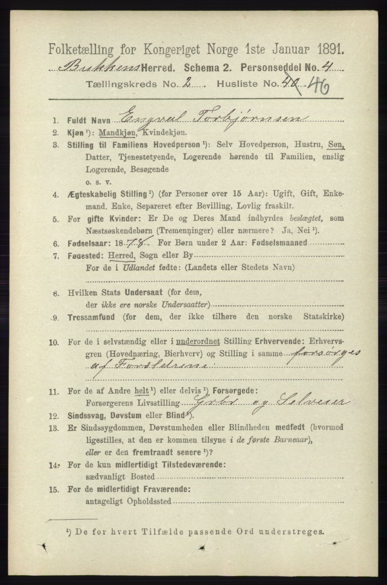 RA, 1891 census for 1145 Bokn, 1891, p. 582