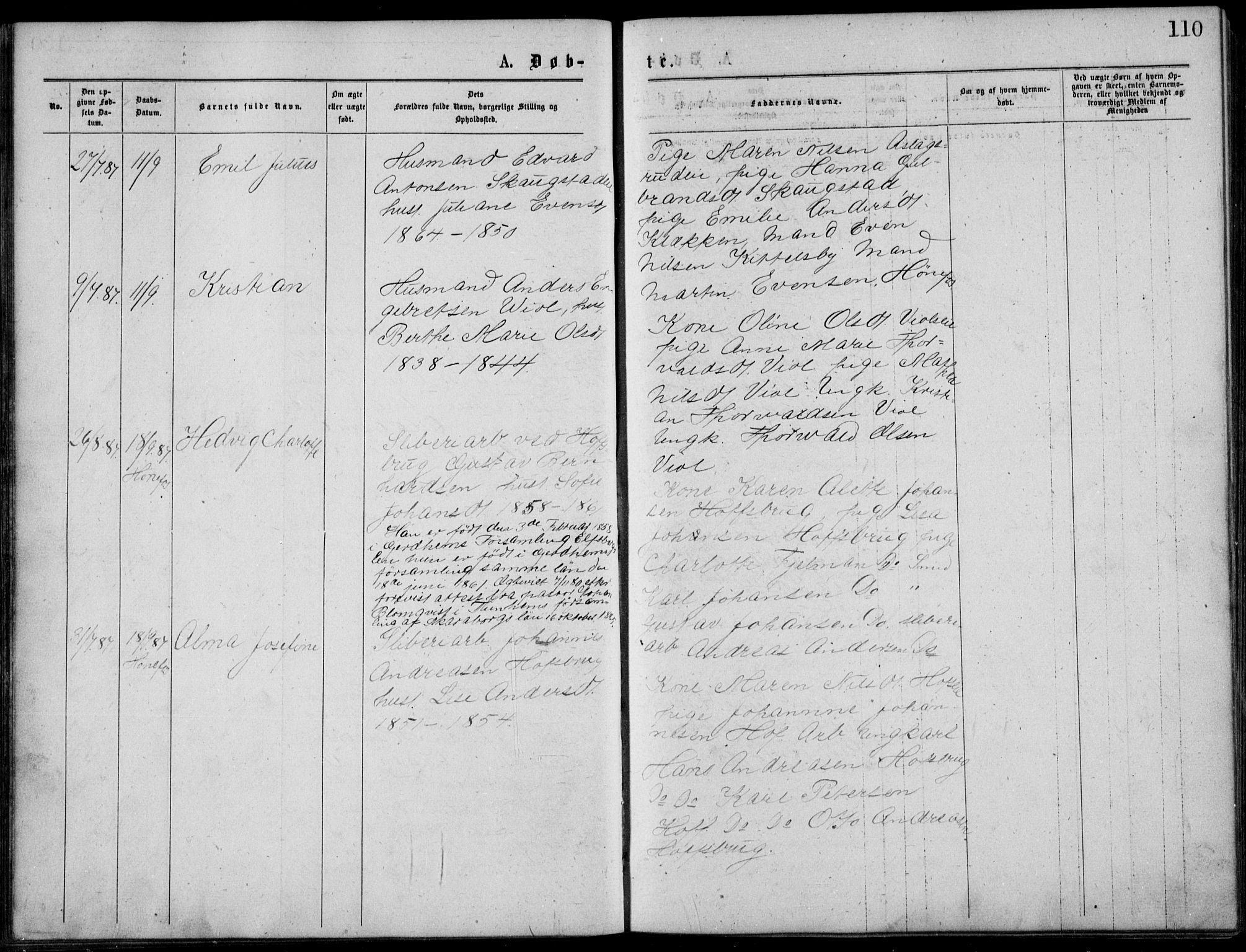 Norderhov kirkebøker, AV/SAKO-A-237/G/Gb/L0001: Parish register (copy) no. II 1, 1876-1899, p. 110