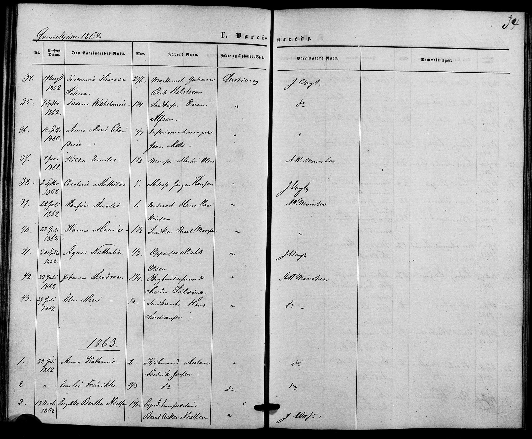 Trefoldighet prestekontor Kirkebøker, AV/SAO-A-10882/F/Fh/L0001: Vaccination register no. 1, 1857-1867, p. 34