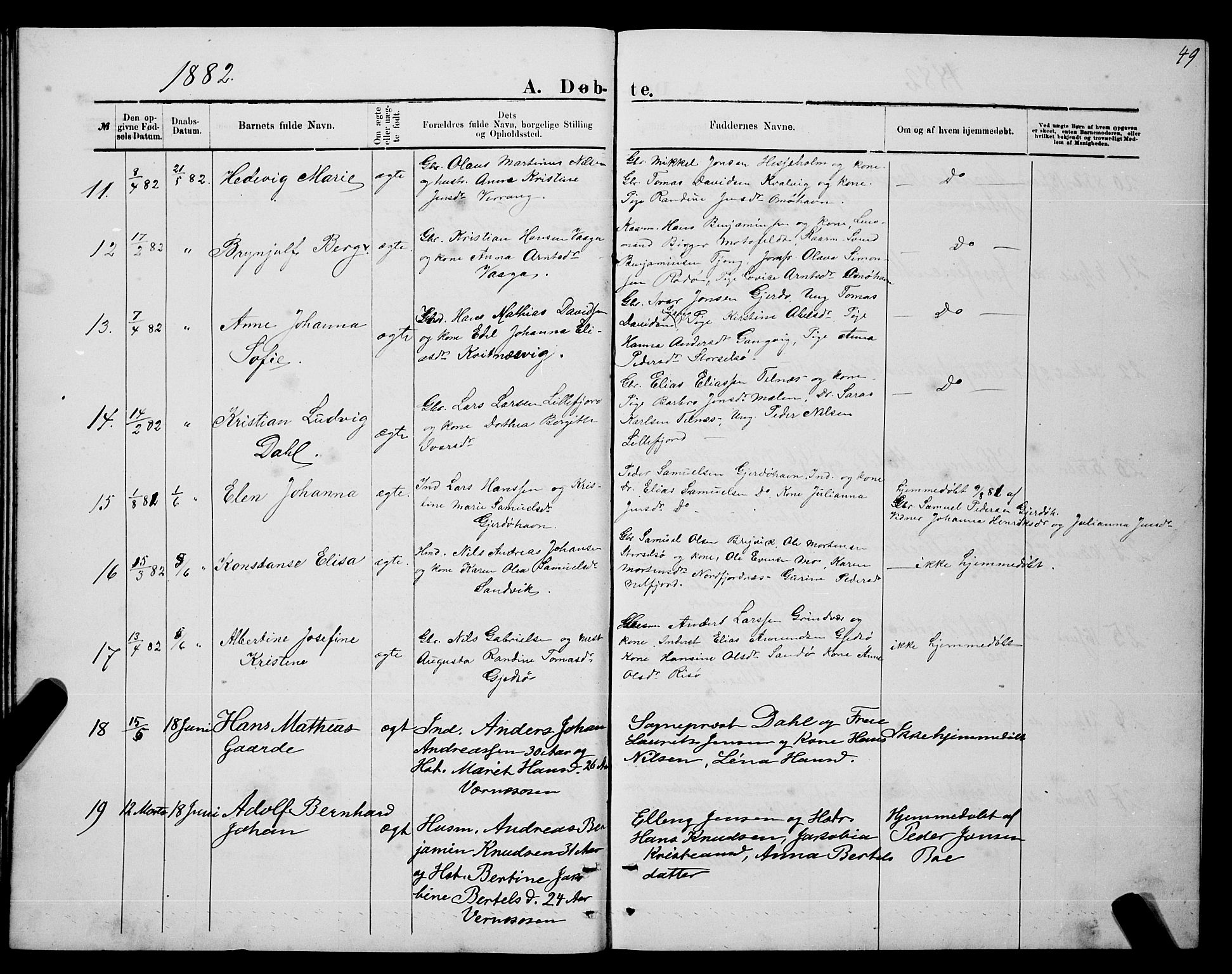 Ministerialprotokoller, klokkerbøker og fødselsregistre - Nordland, SAT/A-1459/841/L0620: Parish register (copy) no. 841C04, 1877-1896, p. 49