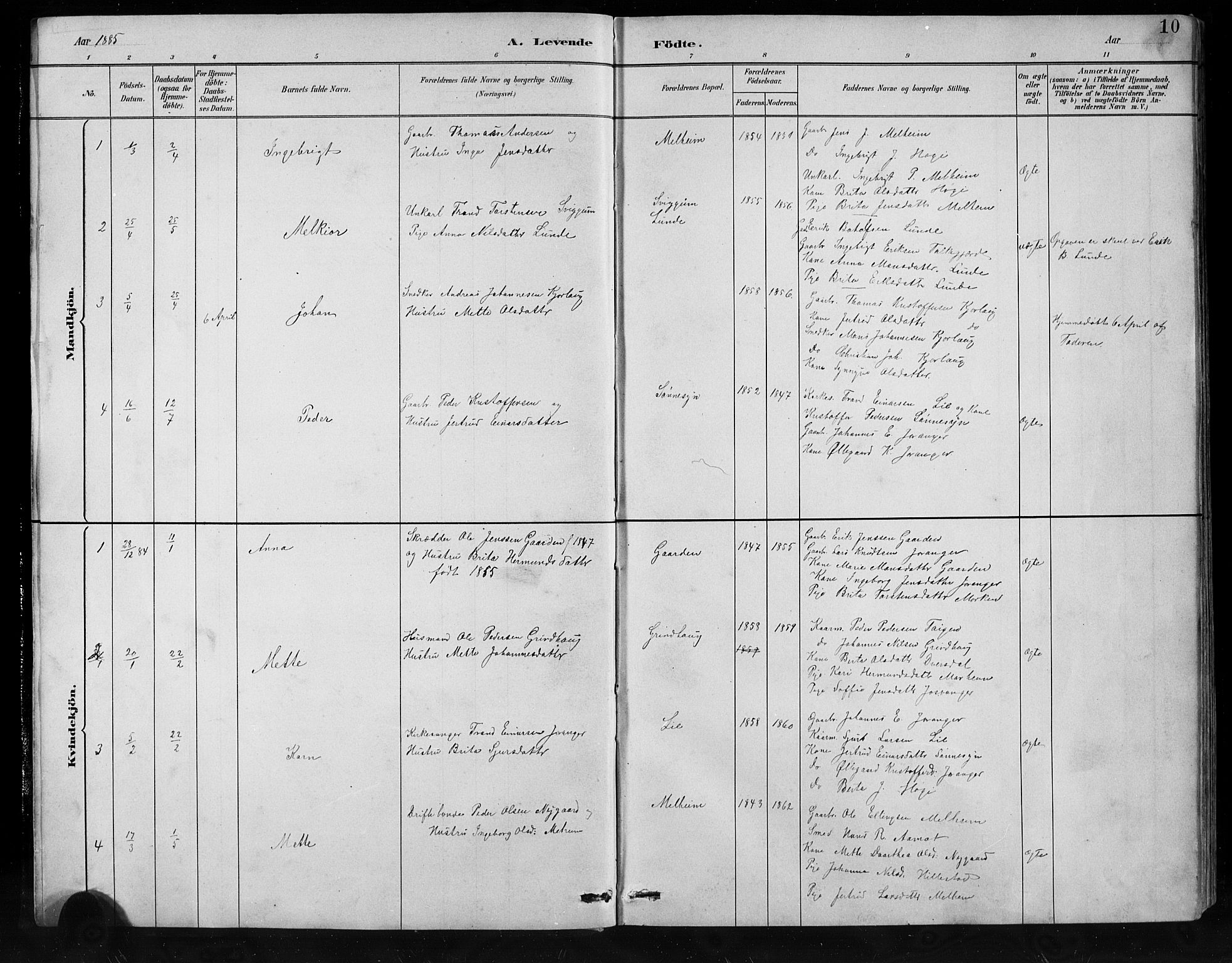 Jostedal sokneprestembete, AV/SAB-A-80601/H/Hab/Habb/L0001: Parish register (copy) no. B 1, 1882-1921, p. 10