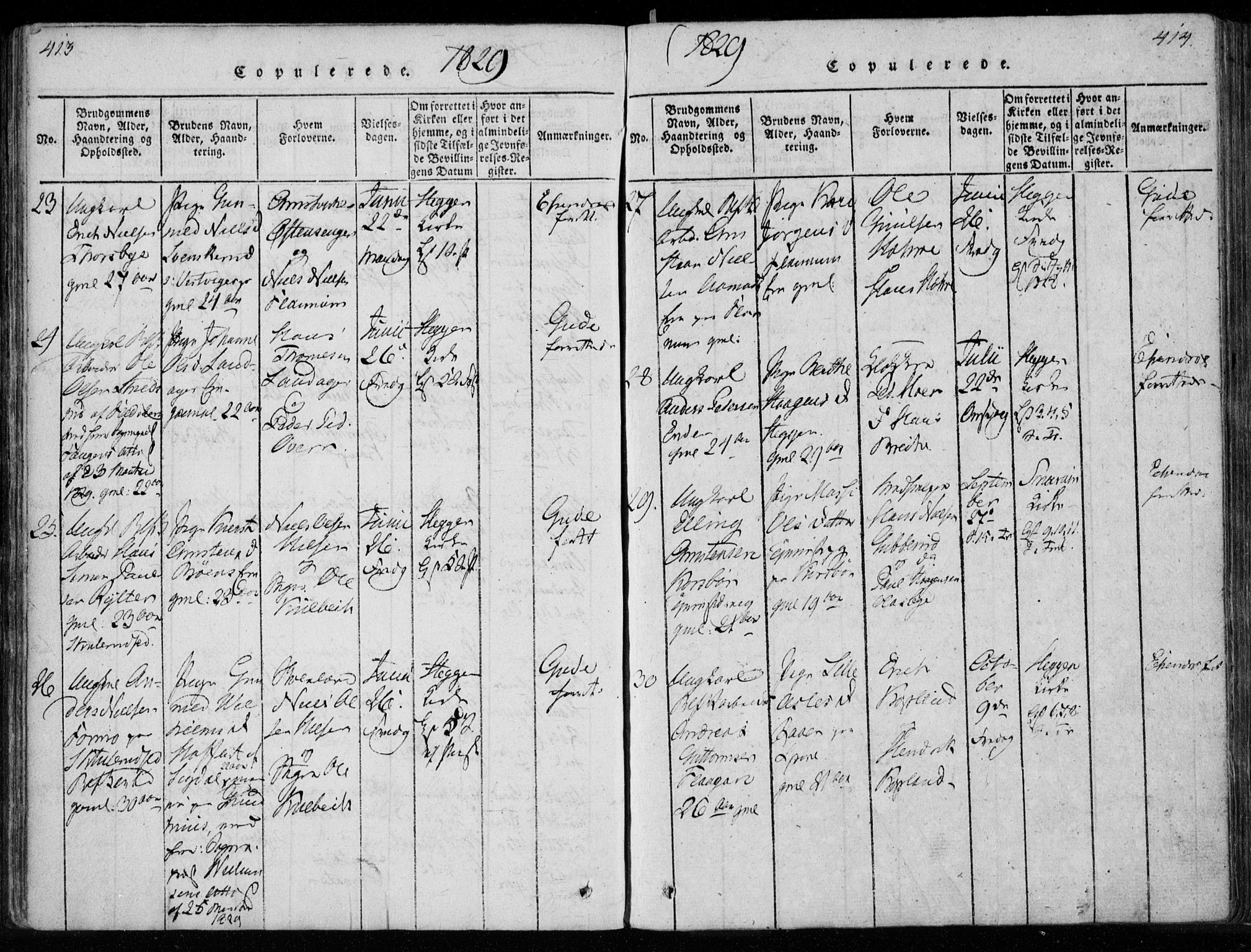 Modum kirkebøker, AV/SAKO-A-234/F/Fa/L0005: Parish register (official) no. 5, 1824-1841, p. 413-414