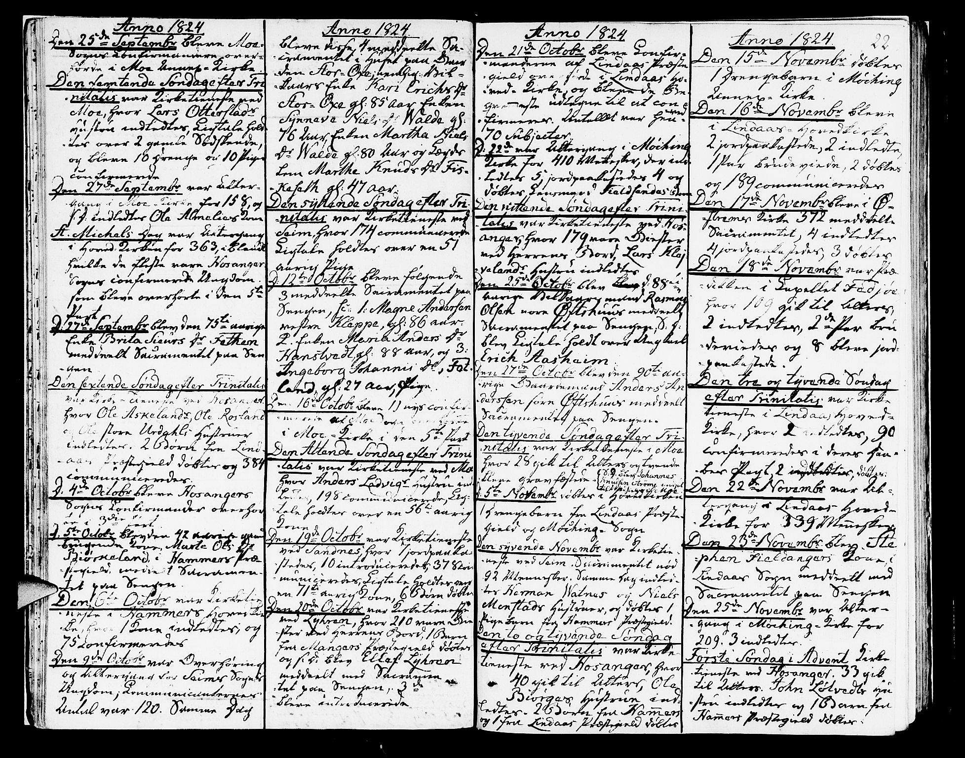 Hosanger sokneprestembete, AV/SAB-A-75801/H/Haa: Parish register (official) no. A 4, 1811-1821, p. 22