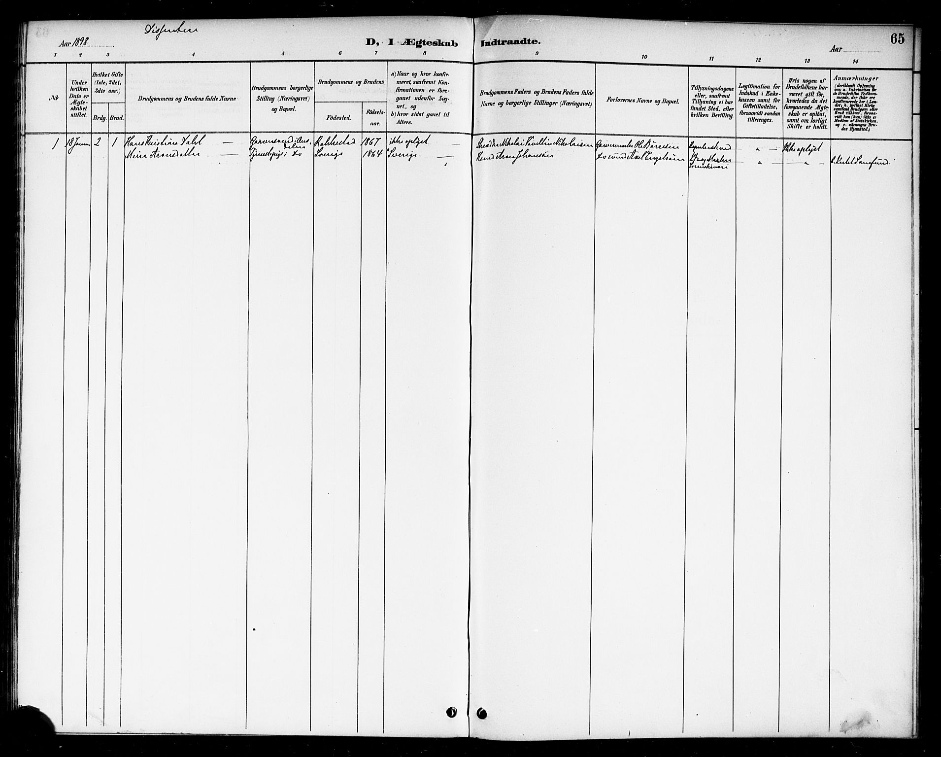 Berg prestekontor Kirkebøker, AV/SAO-A-10902/F/Fc/L0002: Parish register (official) no. III 2, 1888-1901, p. 65