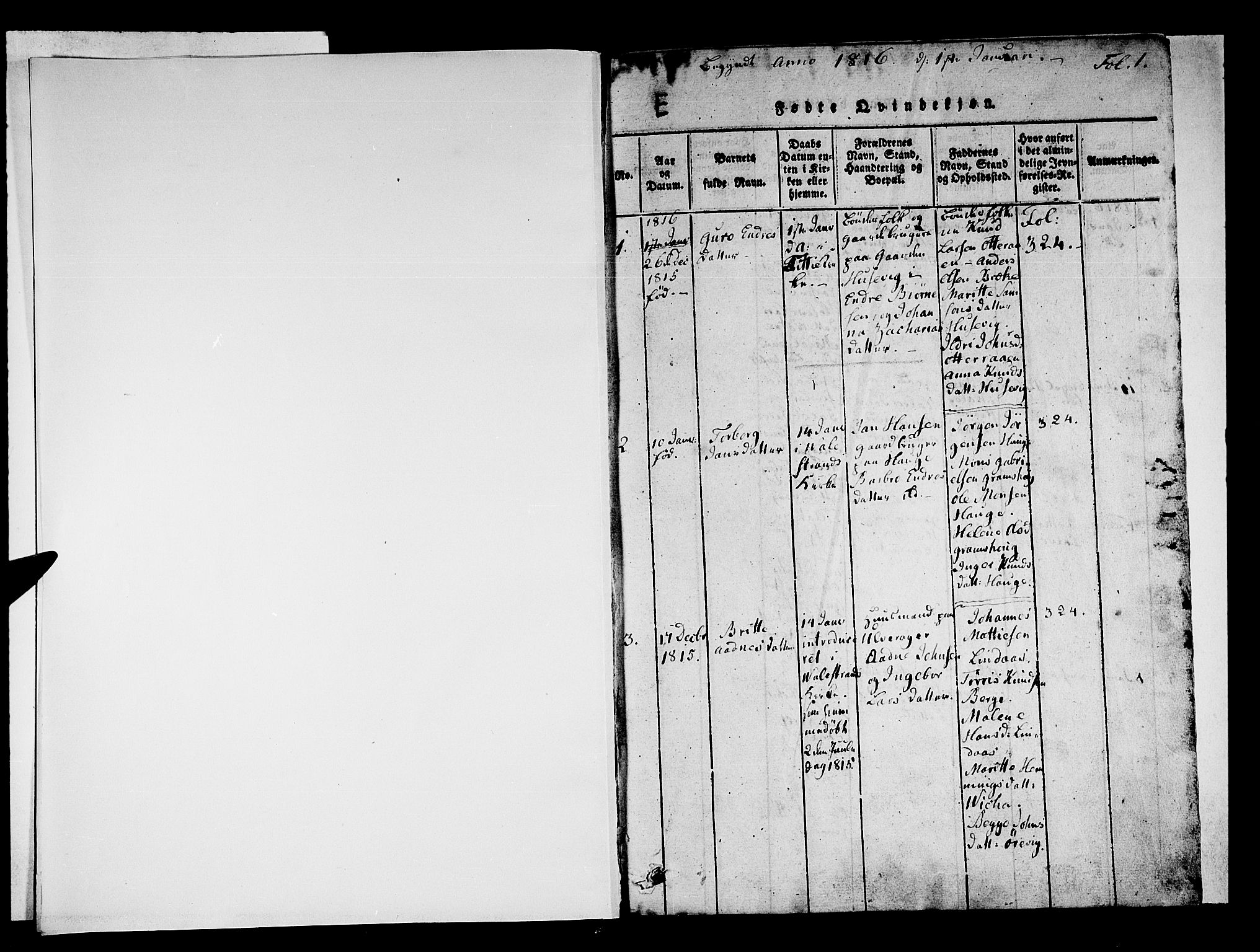 Stord sokneprestembete, AV/SAB-A-78201/H/Haa: Parish register (official) no. A 5, 1816-1825, p. 1