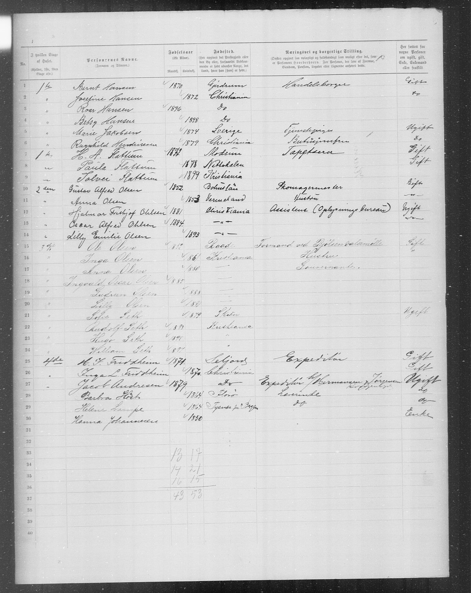 OBA, Municipal Census 1899 for Kristiania, 1899, p. 7148