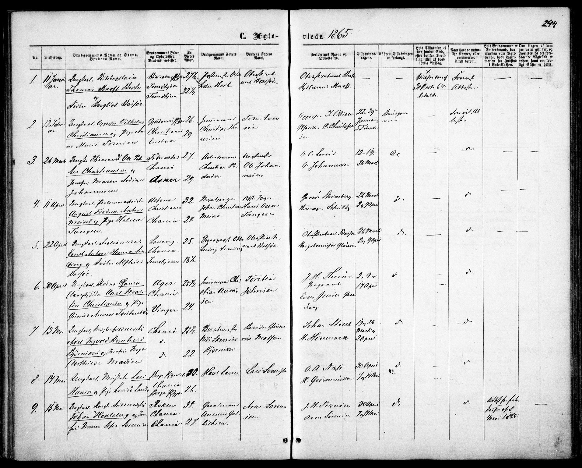 Garnisonsmenigheten Kirkebøker, SAO/A-10846/F/Fa/L0010: Parish register (official) no. 10, 1859-1869, p. 244