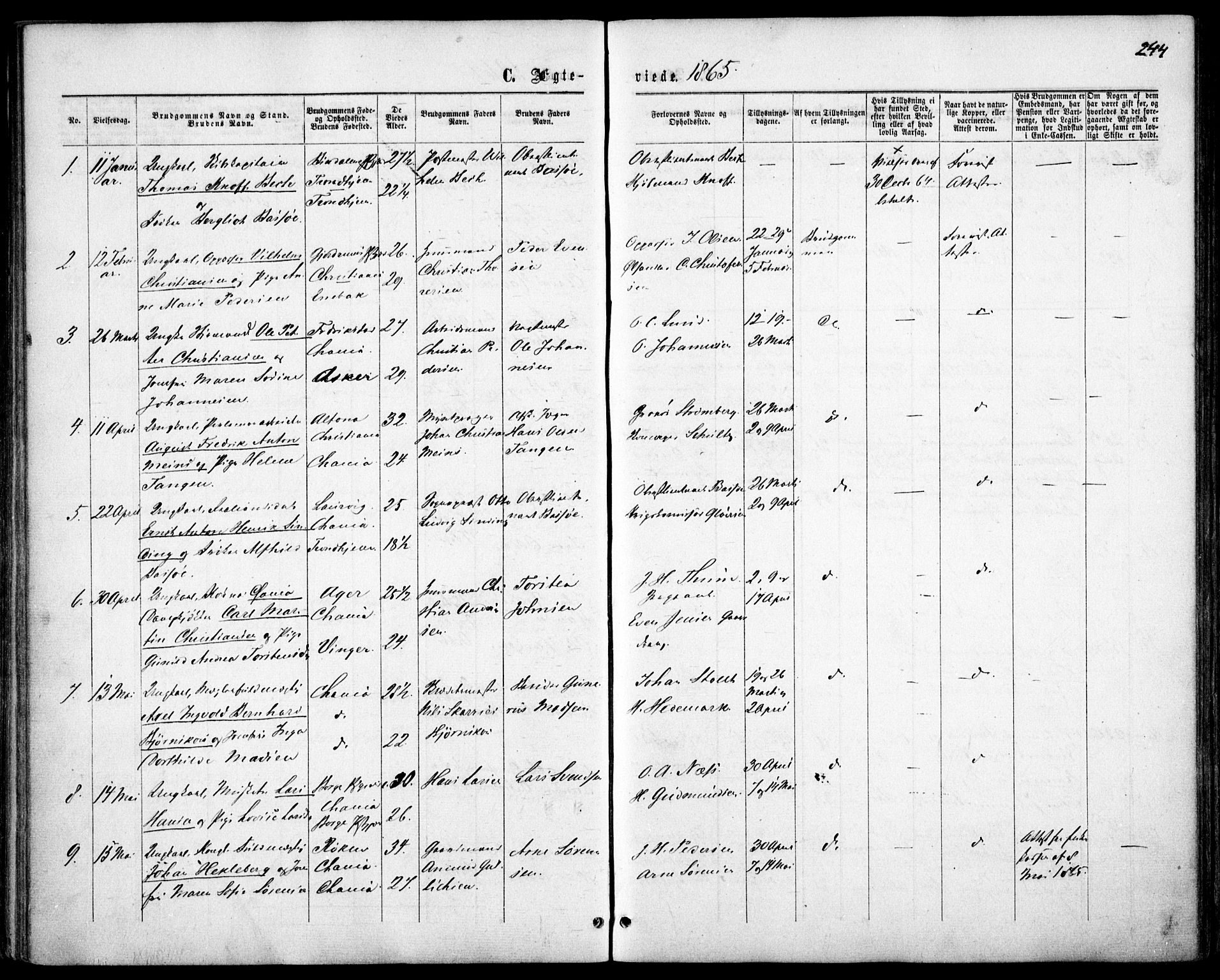 Garnisonsmenigheten Kirkebøker, AV/SAO-A-10846/F/Fa/L0010: Parish register (official) no. 10, 1859-1869, p. 244