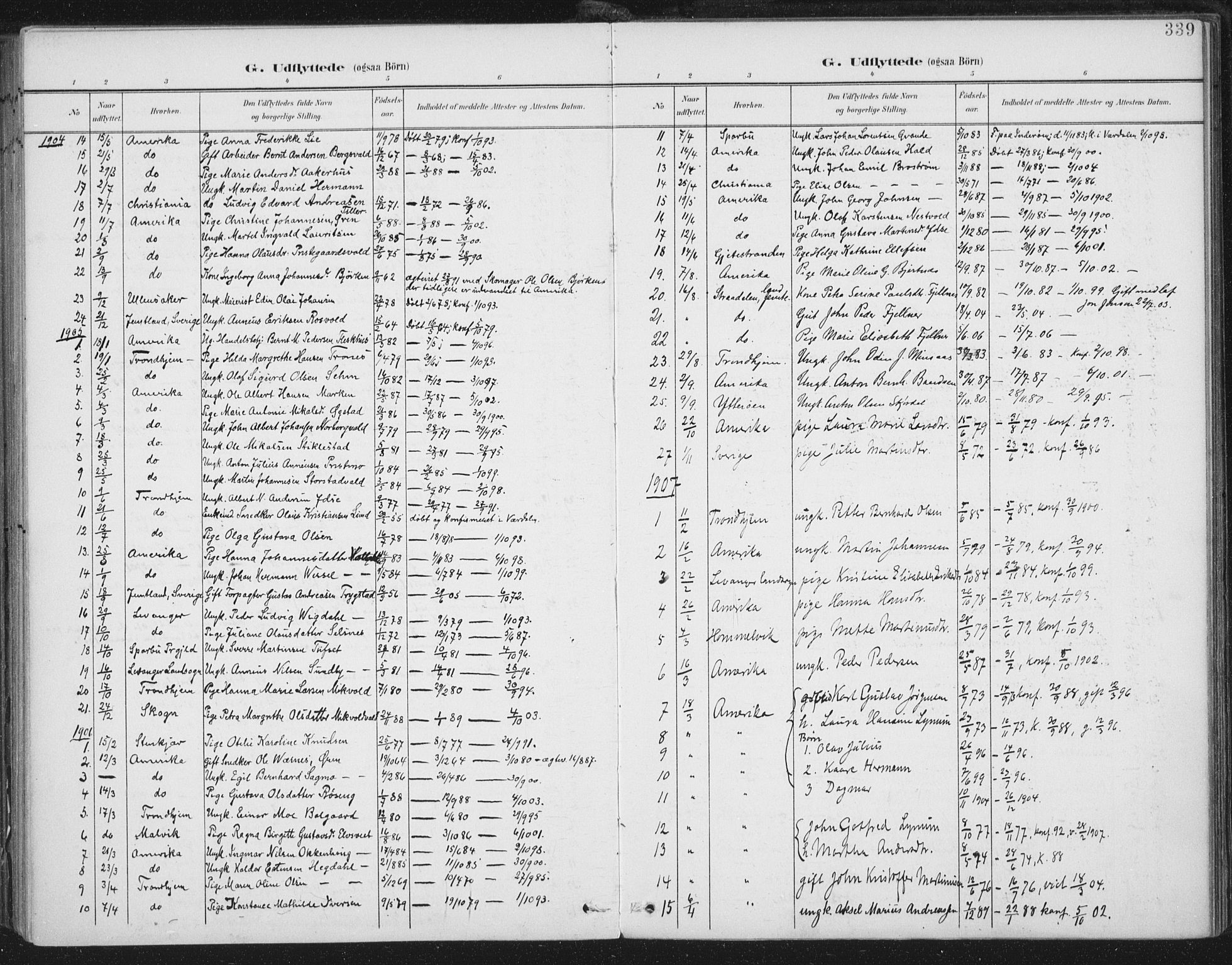 Ministerialprotokoller, klokkerbøker og fødselsregistre - Nord-Trøndelag, SAT/A-1458/723/L0246: Parish register (official) no. 723A15, 1900-1917, p. 339