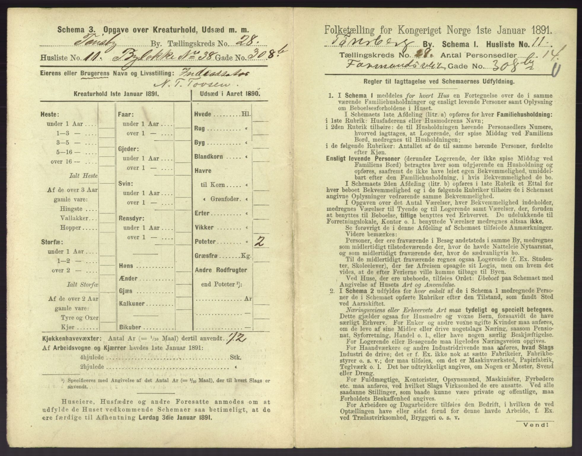 RA, 1891 census for 0705 Tønsberg, 1891, p. 884