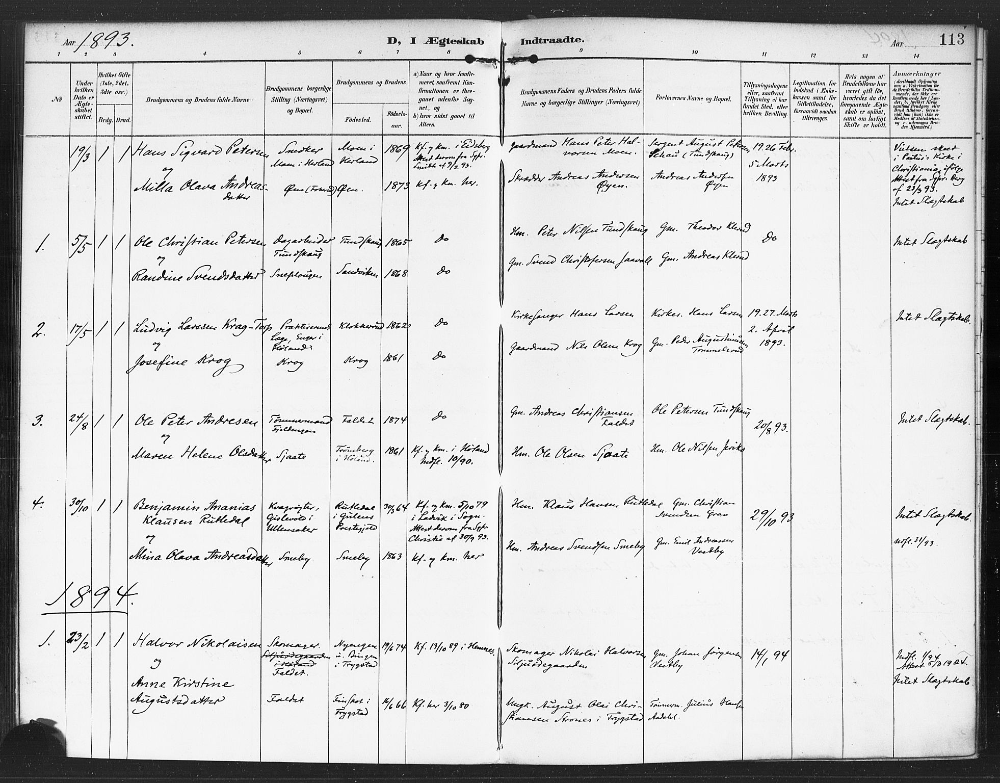 Rødenes prestekontor Kirkebøker, SAO/A-2005/F/Fa/L0010: Parish register (official) no. I 10, 1890-1900, p. 113