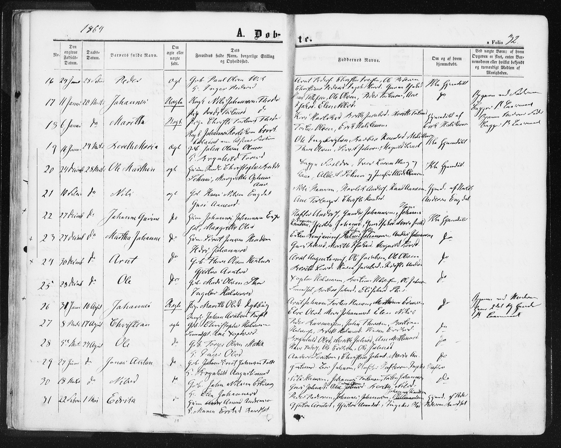 Ministerialprotokoller, klokkerbøker og fødselsregistre - Møre og Romsdal, AV/SAT-A-1454/578/L0905: Parish register (official) no. 578A04, 1859-1877, p. 32