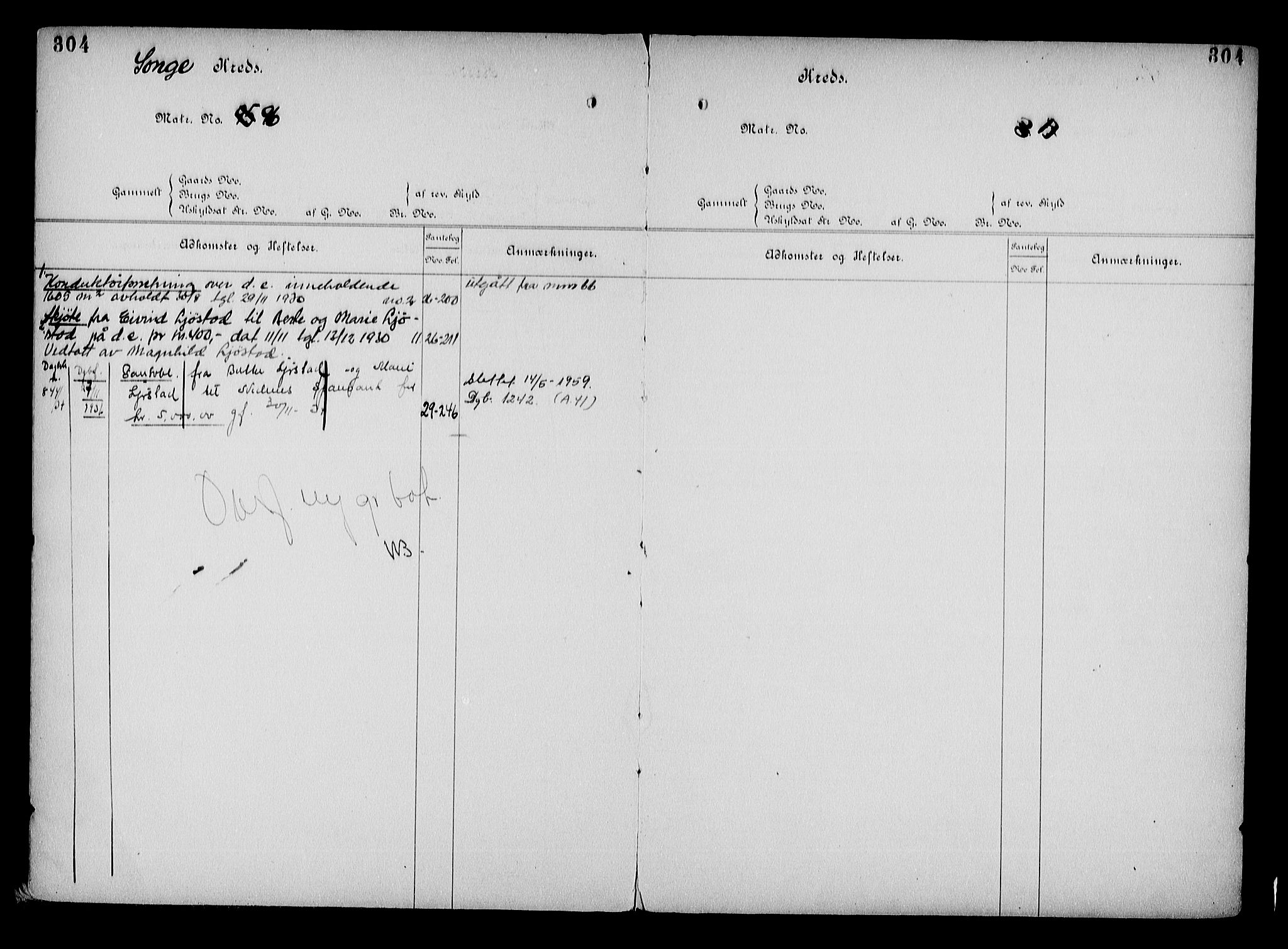 Arendal byfogd, AV/SAK-1222-0001/G/Ga/L0015: Mortgage register no. 13, 1860-1960, p. 304