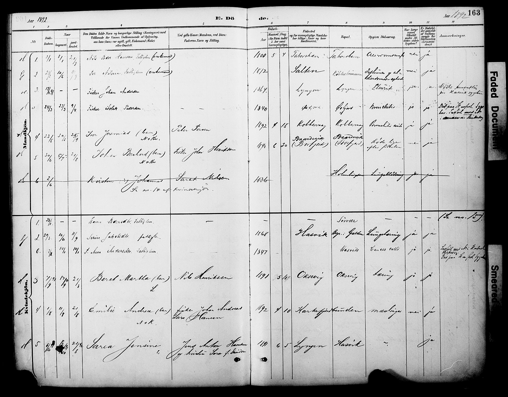 Loppa sokneprestkontor, SATØ/S-1339/H/Ha/L0008kirke: Parish register (official) no. 8, 1889-1907, p. 163