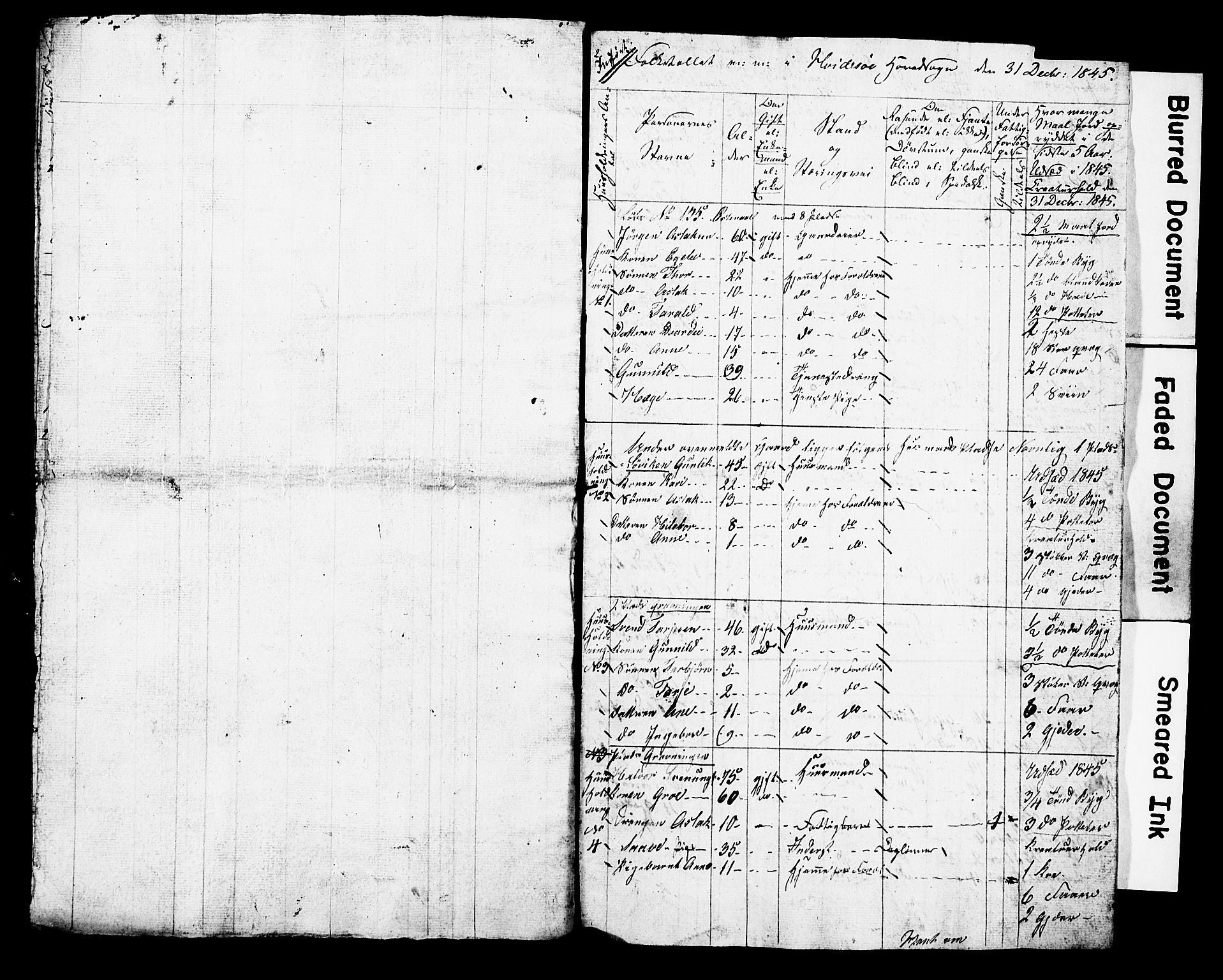 , Census 1845 for Kviteseid, 1845, p. 61