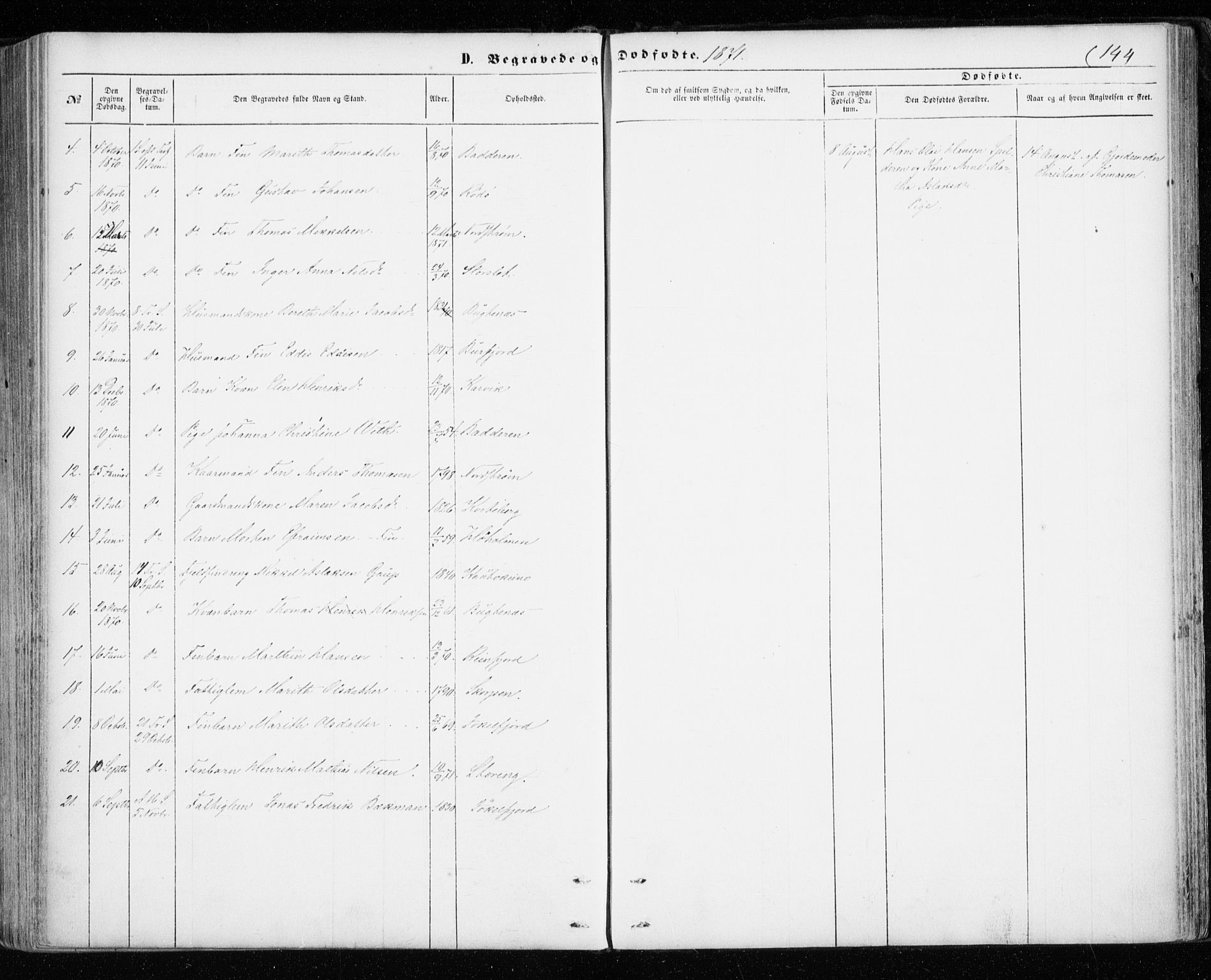 Skjervøy sokneprestkontor, SATØ/S-1300/H/Ha/Haa/L0011kirke: Parish register (official) no. 11, 1861-1877, p. 144