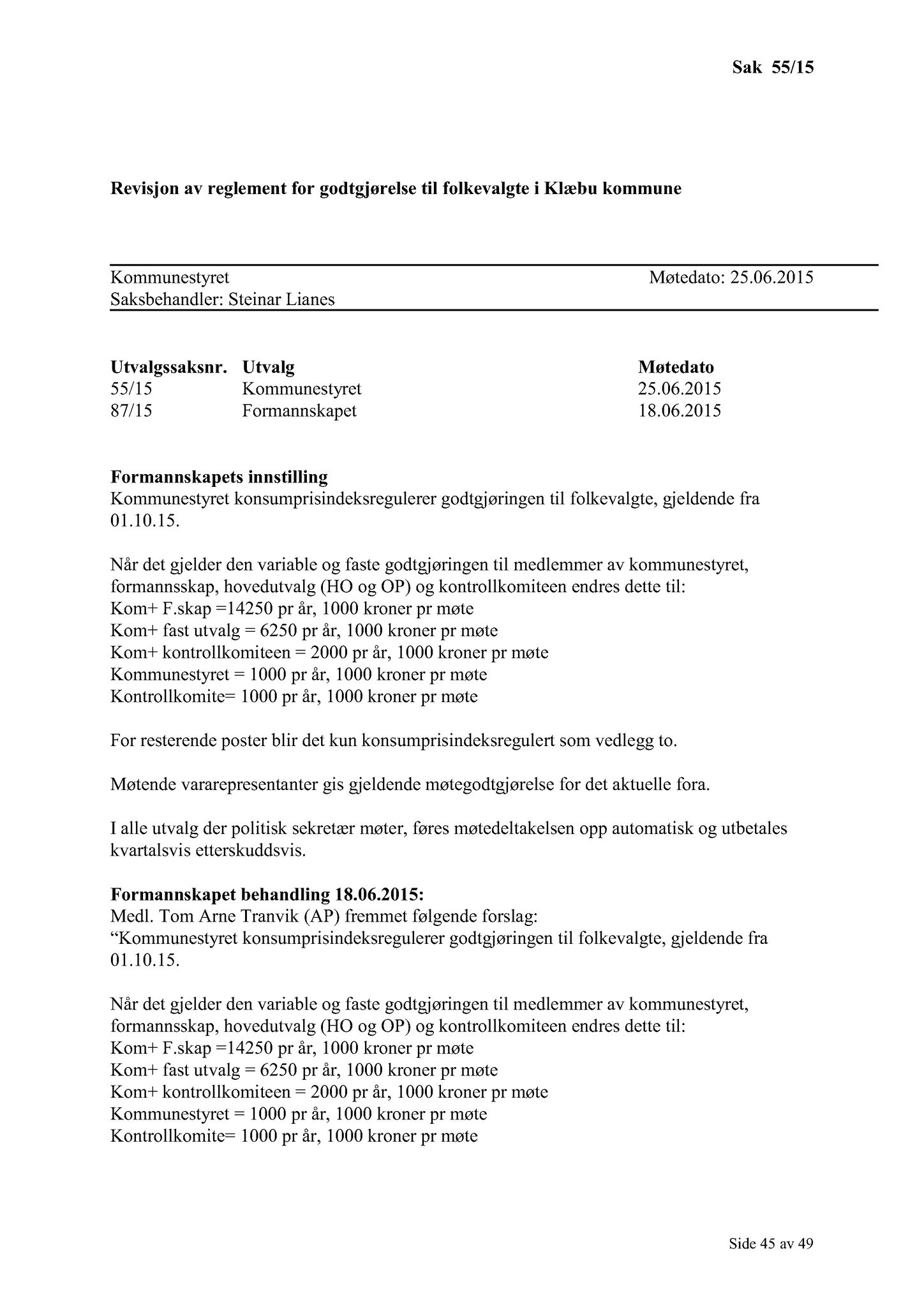 Klæbu Kommune, TRKO/KK/01-KS/L008: Kommunestyret - Møtedokumenter, 2015, p. 982