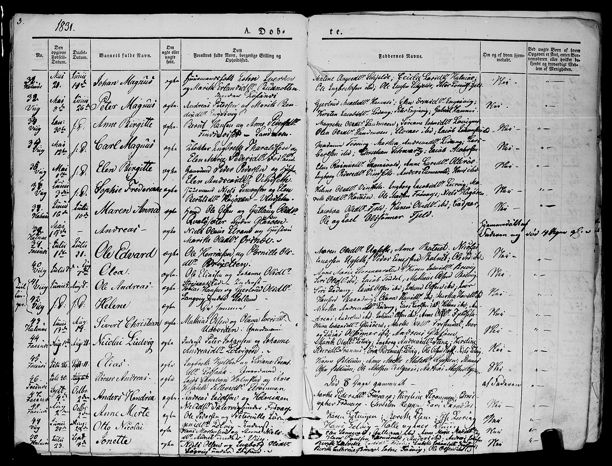Ministerialprotokoller, klokkerbøker og fødselsregistre - Nord-Trøndelag, SAT/A-1458/773/L0614: Parish register (official) no. 773A05, 1831-1856, p. 3
