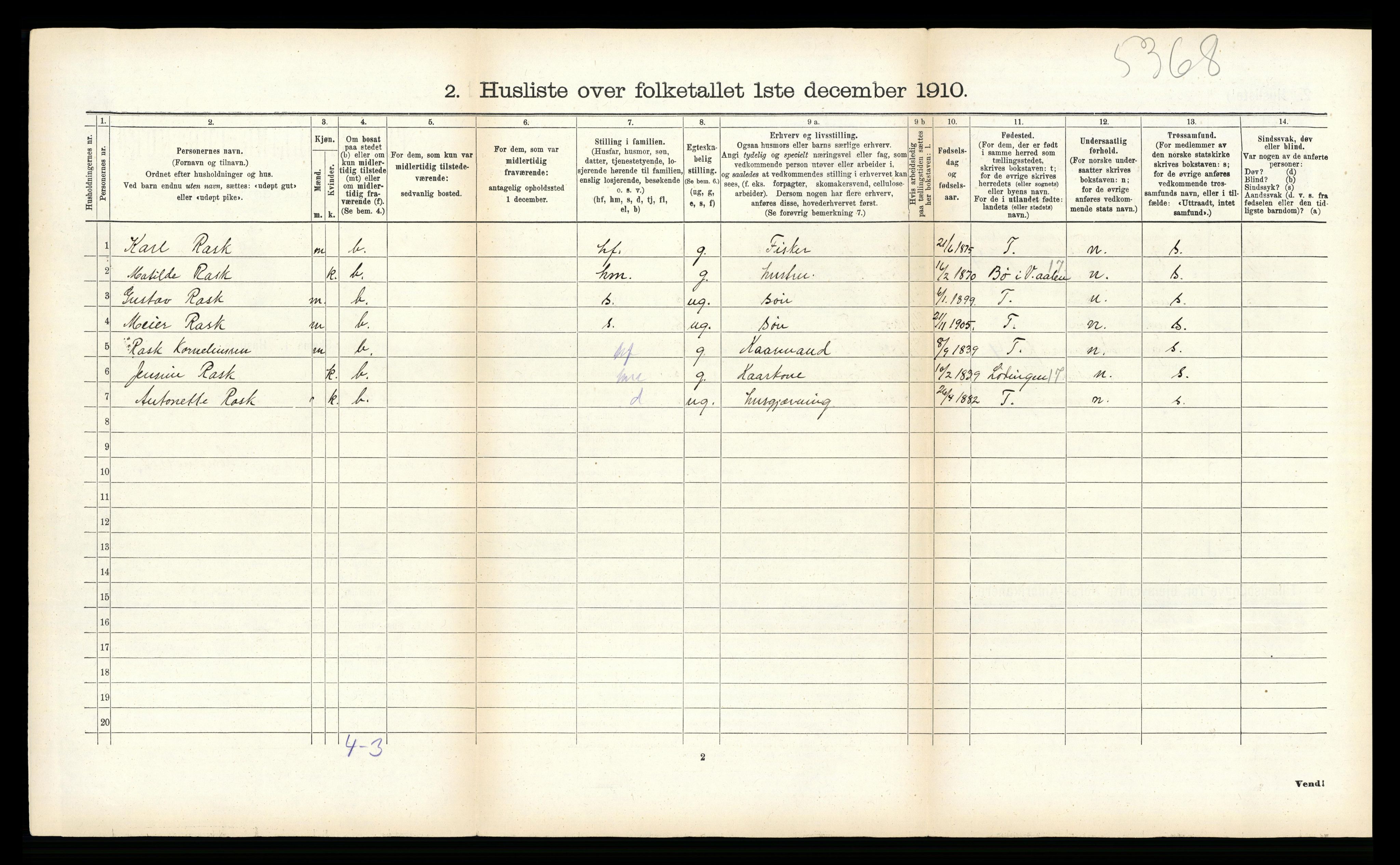 RA, 1910 census for Hadsel, 1910, p. 376