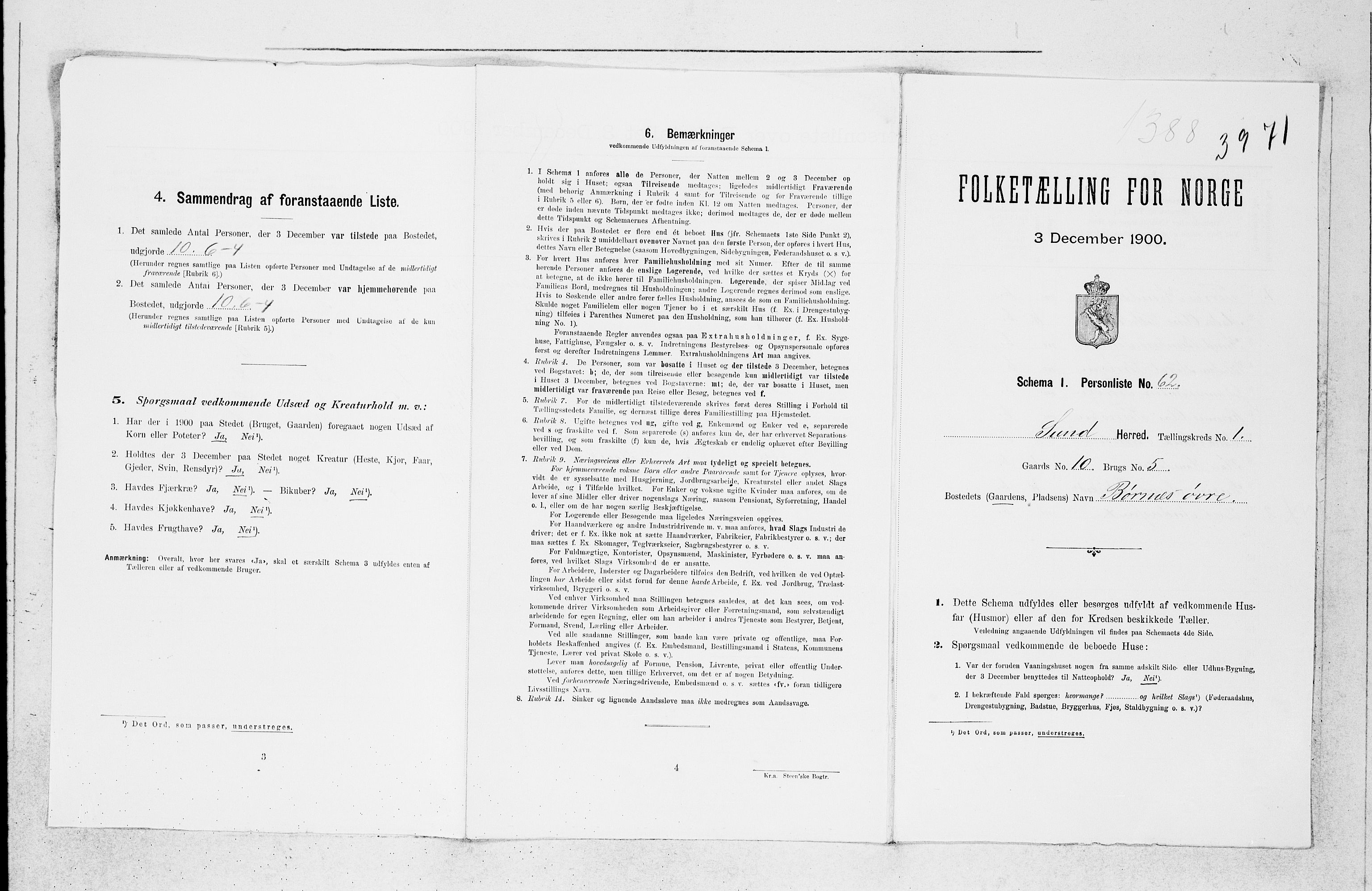 SAB, 1900 census for Sund, 1900, p. 22