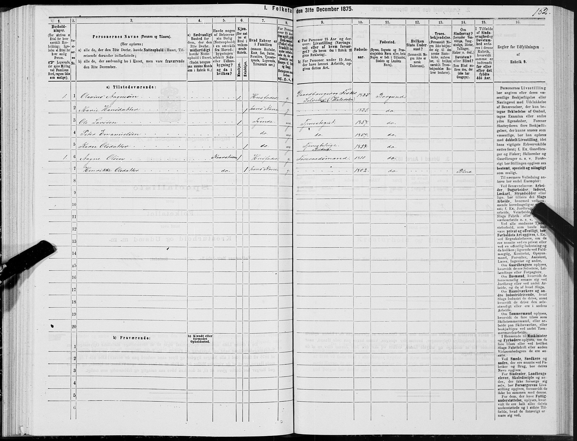 SAT, 1875 census for 1531P Borgund, 1875, p. 7152