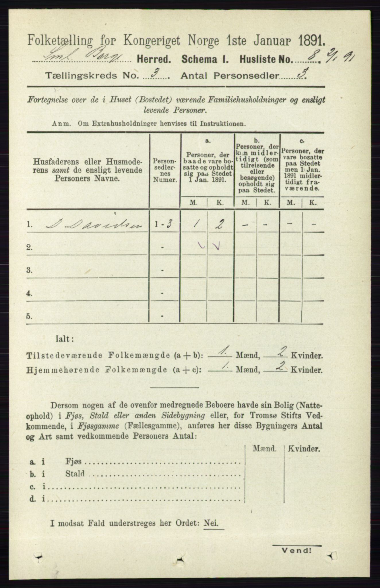 RA, 1891 census for 0113 Borge, 1891, p. 1360