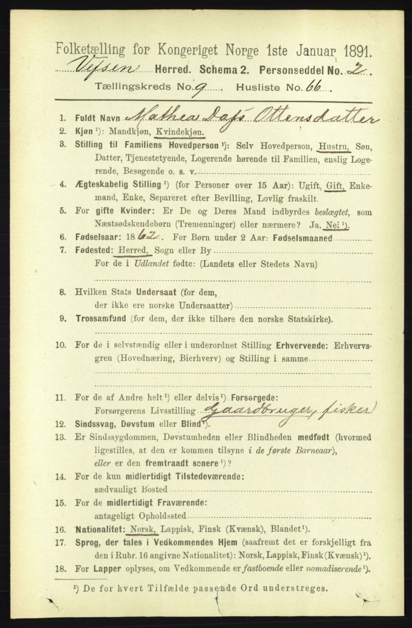 RA, 1891 census for 1824 Vefsn, 1891, p. 5119