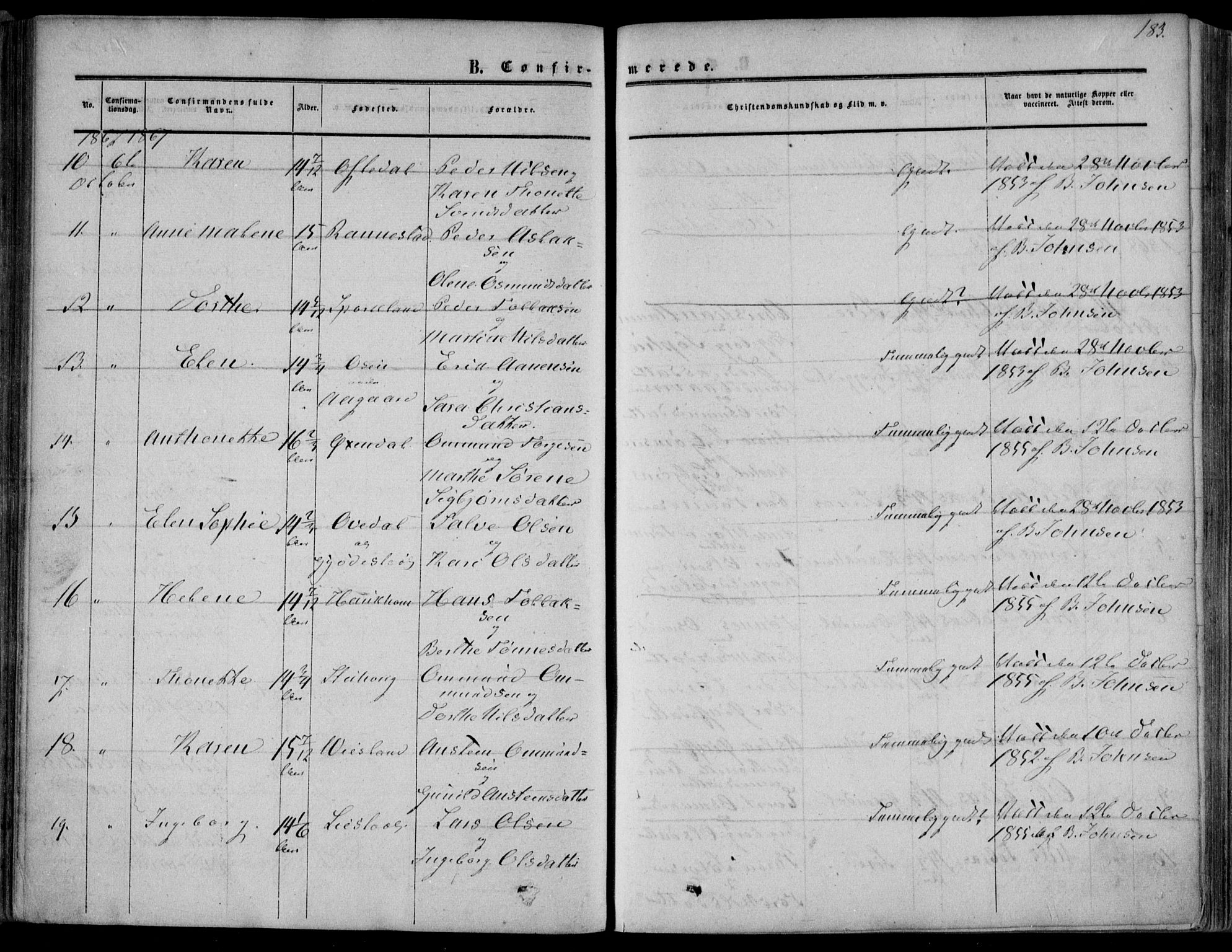 Bakke sokneprestkontor, AV/SAK-1111-0002/F/Fa/Faa/L0006: Parish register (official) no. A 6, 1855-1877, p. 183