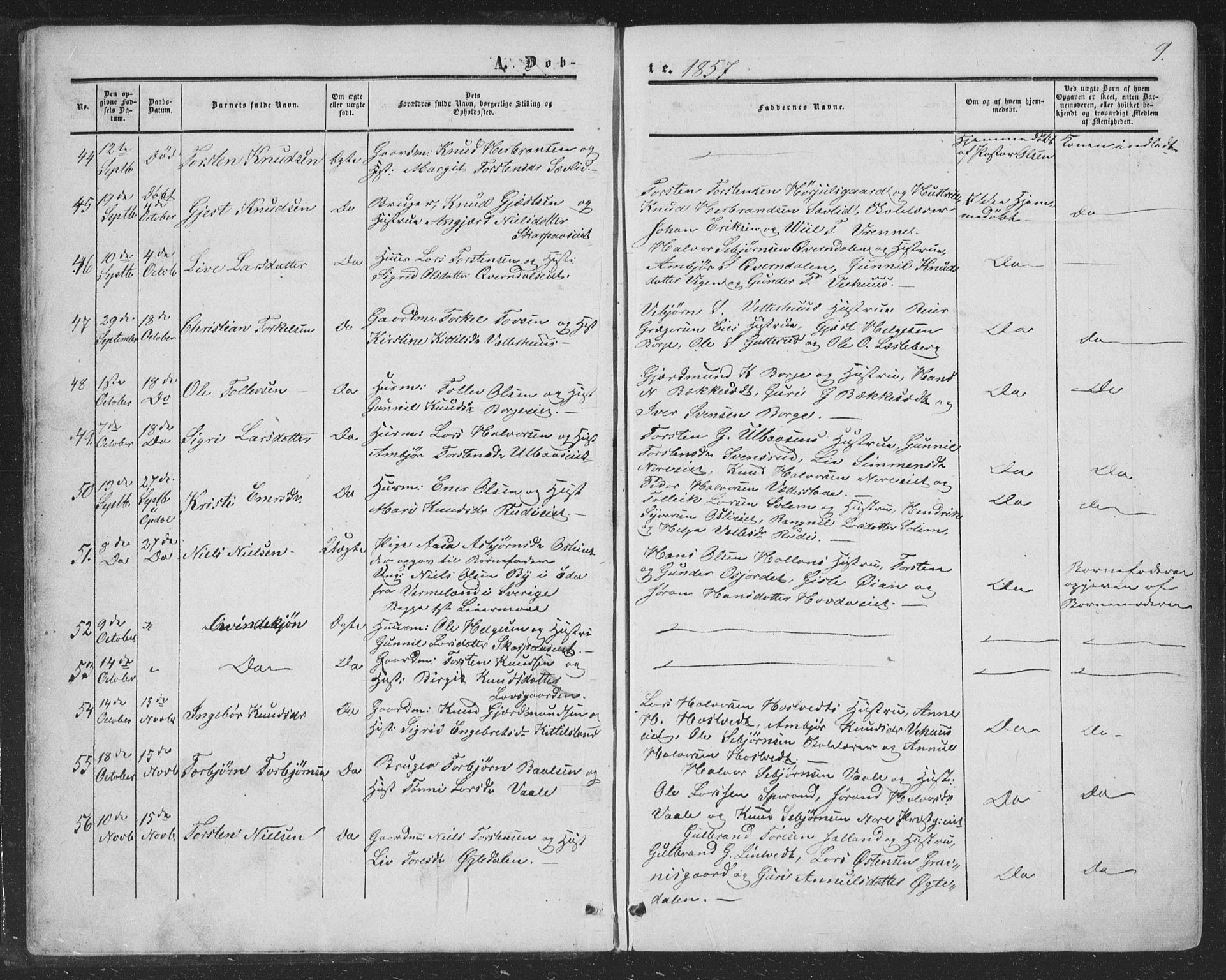 Nore kirkebøker, AV/SAKO-A-238/F/Fa/L0002: Parish register (official) no. I 2, 1856-1871, p. 9