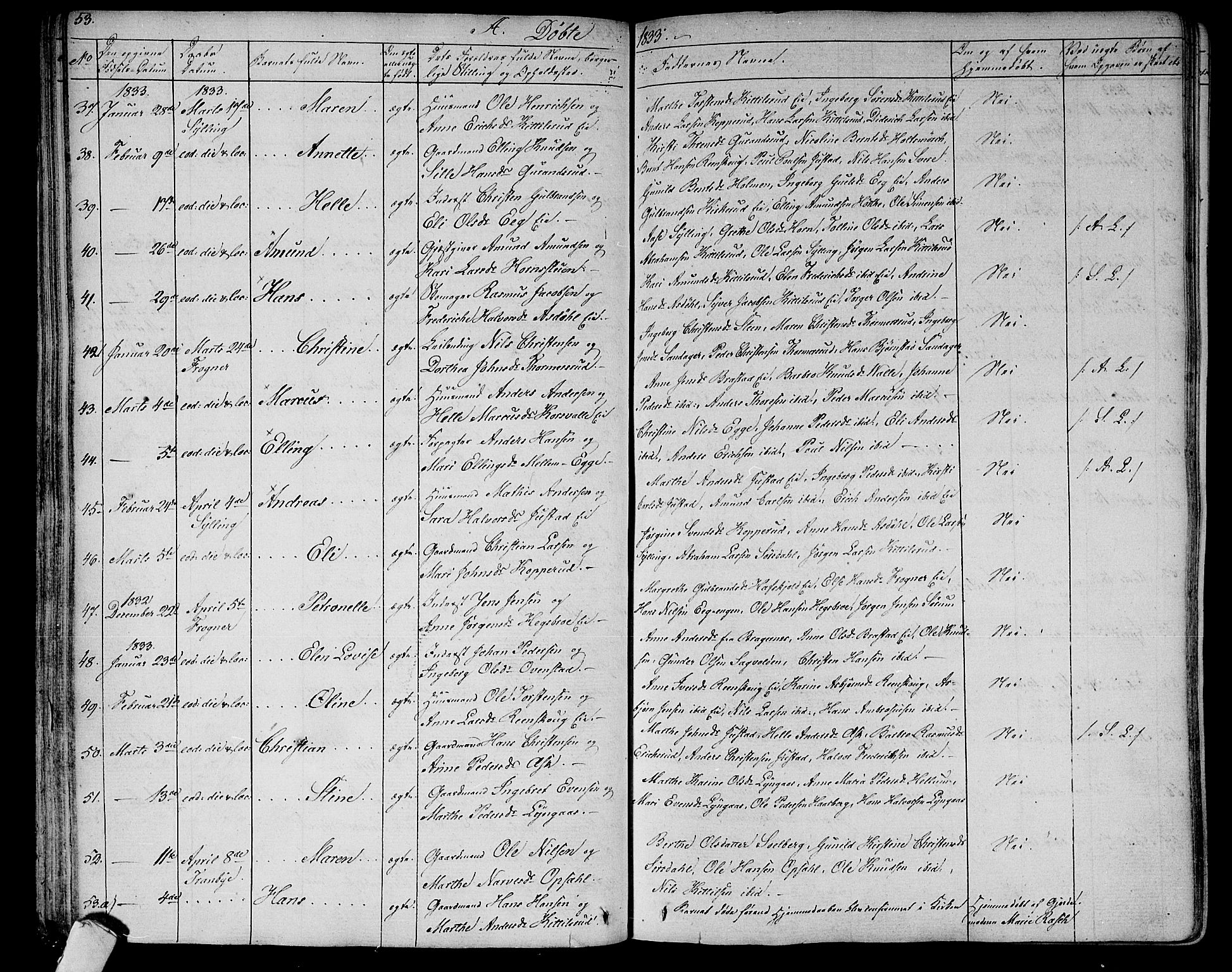 Lier kirkebøker, AV/SAKO-A-230/F/Fa/L0010: Parish register (official) no. I 10, 1827-1843, p. 53