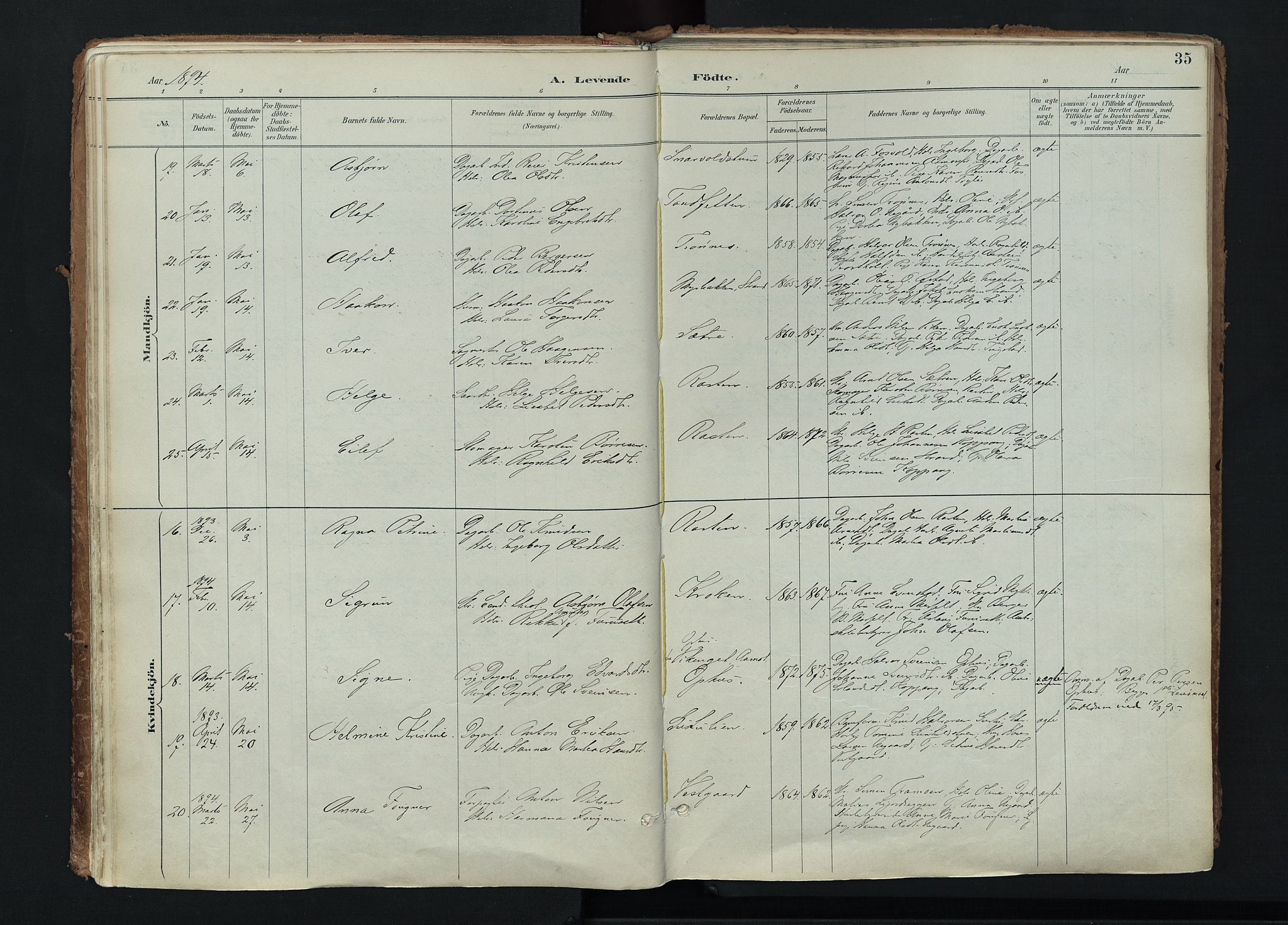 Stor-Elvdal prestekontor, SAH/PREST-052/H/Ha/Haa/L0004: Parish register (official) no. 4, 1890-1922, p. 35