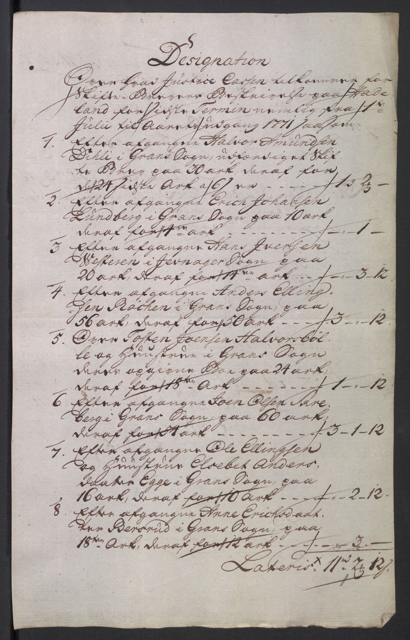 Rentekammeret inntil 1814, Reviderte regnskaper, Mindre regnskaper, AV/RA-EA-4068/Rb/L0014: Opplands amt, 1771-1779, p. 316