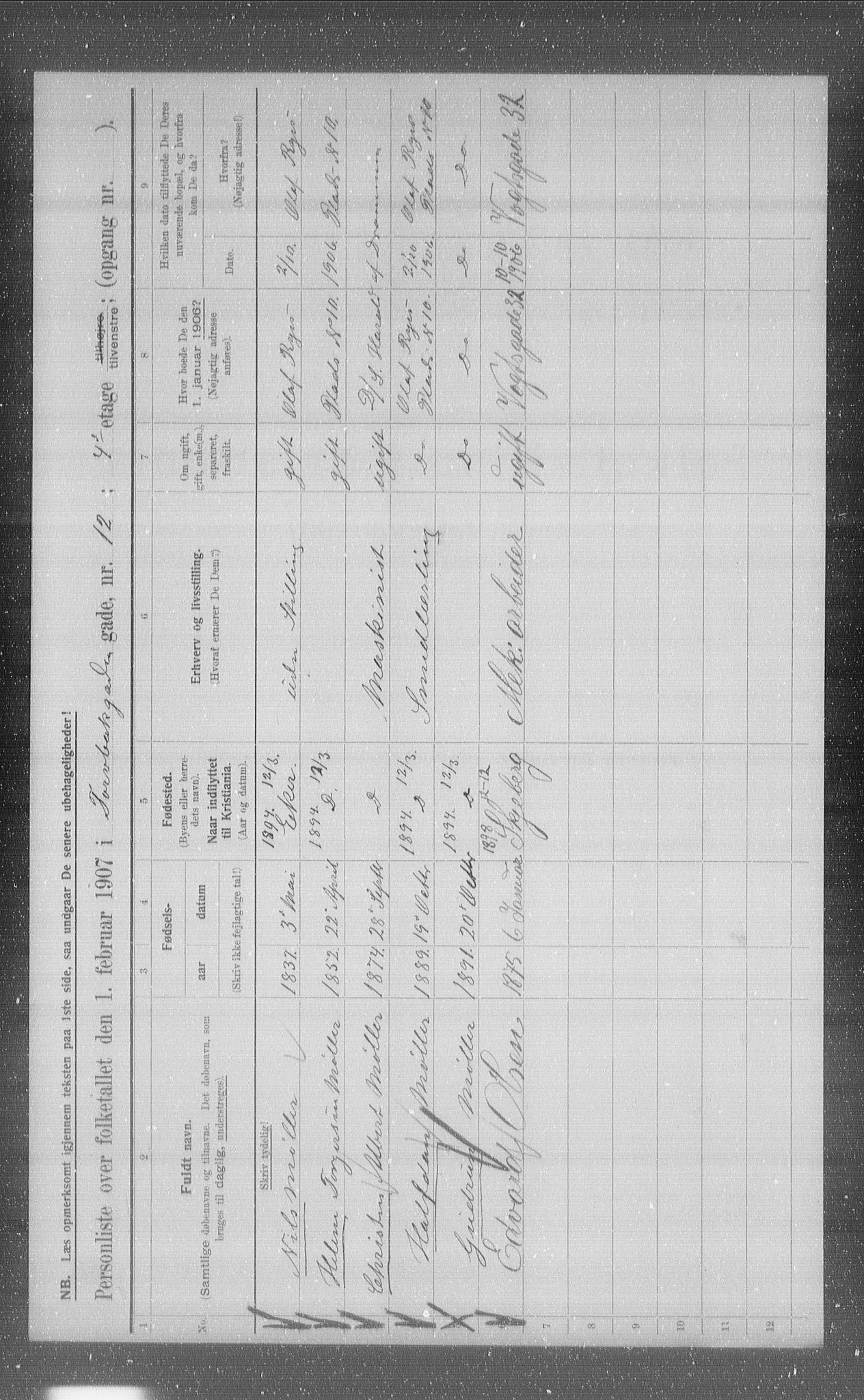 OBA, Municipal Census 1907 for Kristiania, 1907, p. 58535