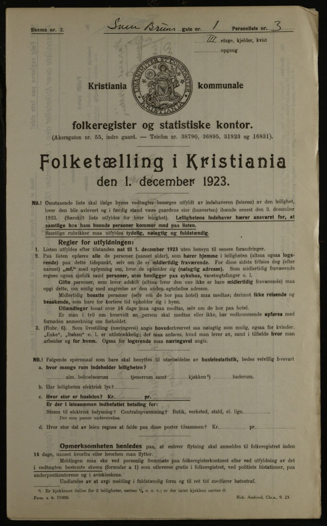 OBA, Municipal Census 1923 for Kristiania, 1923, p. 116145