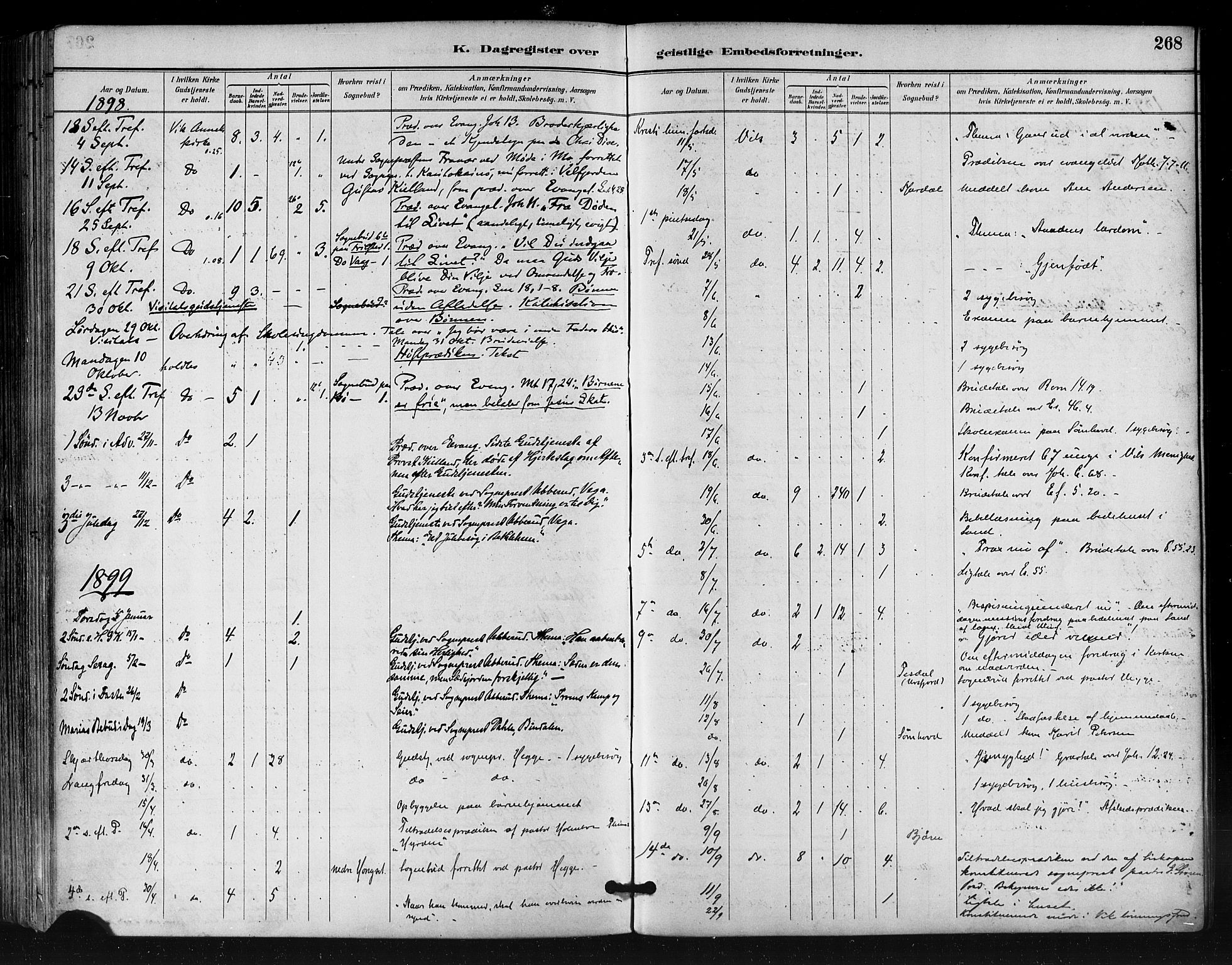 Ministerialprotokoller, klokkerbøker og fødselsregistre - Nordland, SAT/A-1459/812/L0178: Parish register (official) no. 812A07, 1886-1900, p. 268