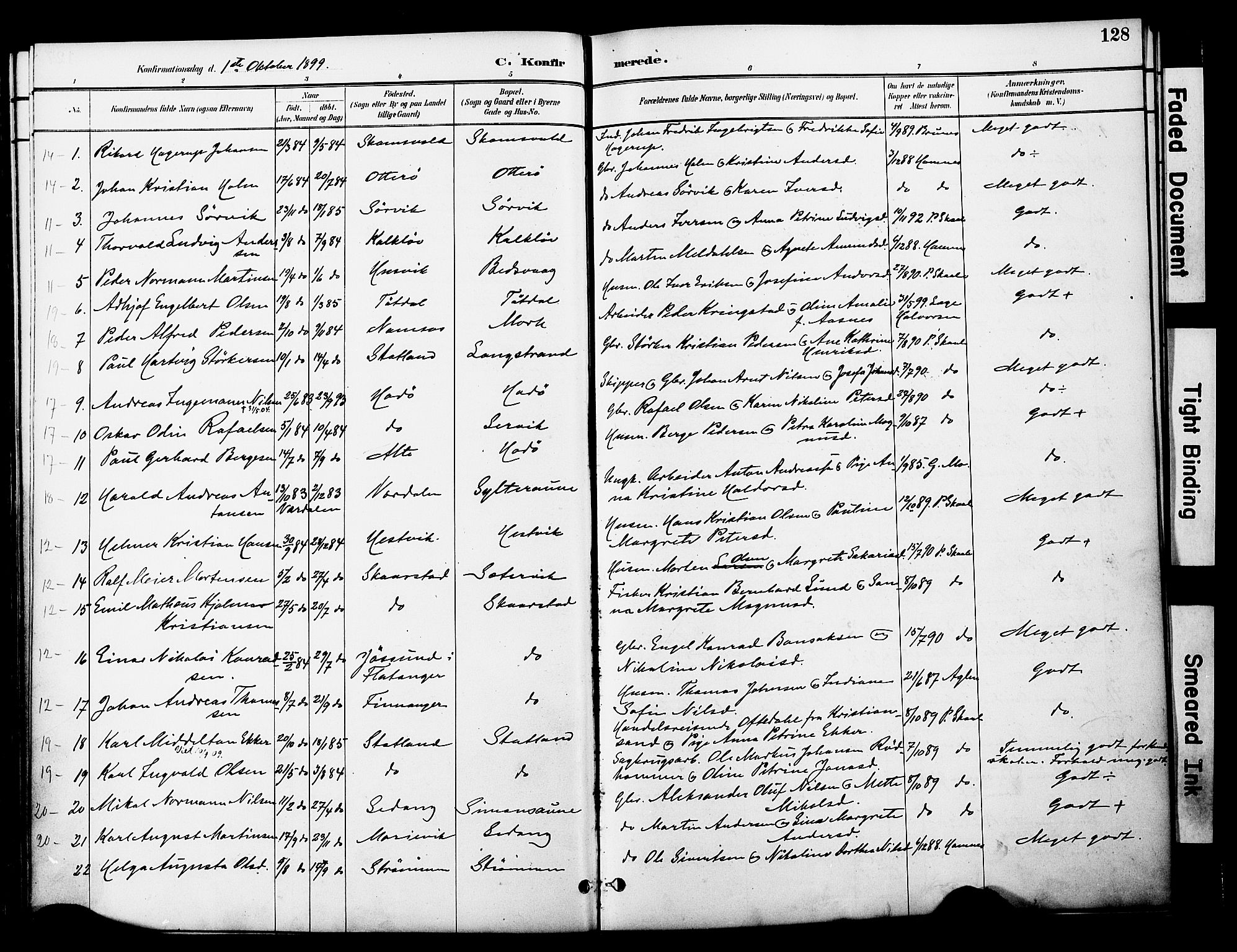 Ministerialprotokoller, klokkerbøker og fødselsregistre - Nord-Trøndelag, SAT/A-1458/774/L0628: Parish register (official) no. 774A02, 1887-1903, p. 128