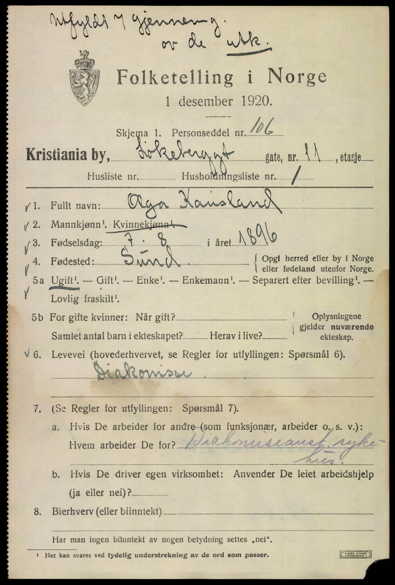 SAO, 1920 census for Kristiania, 1920, p. 367479