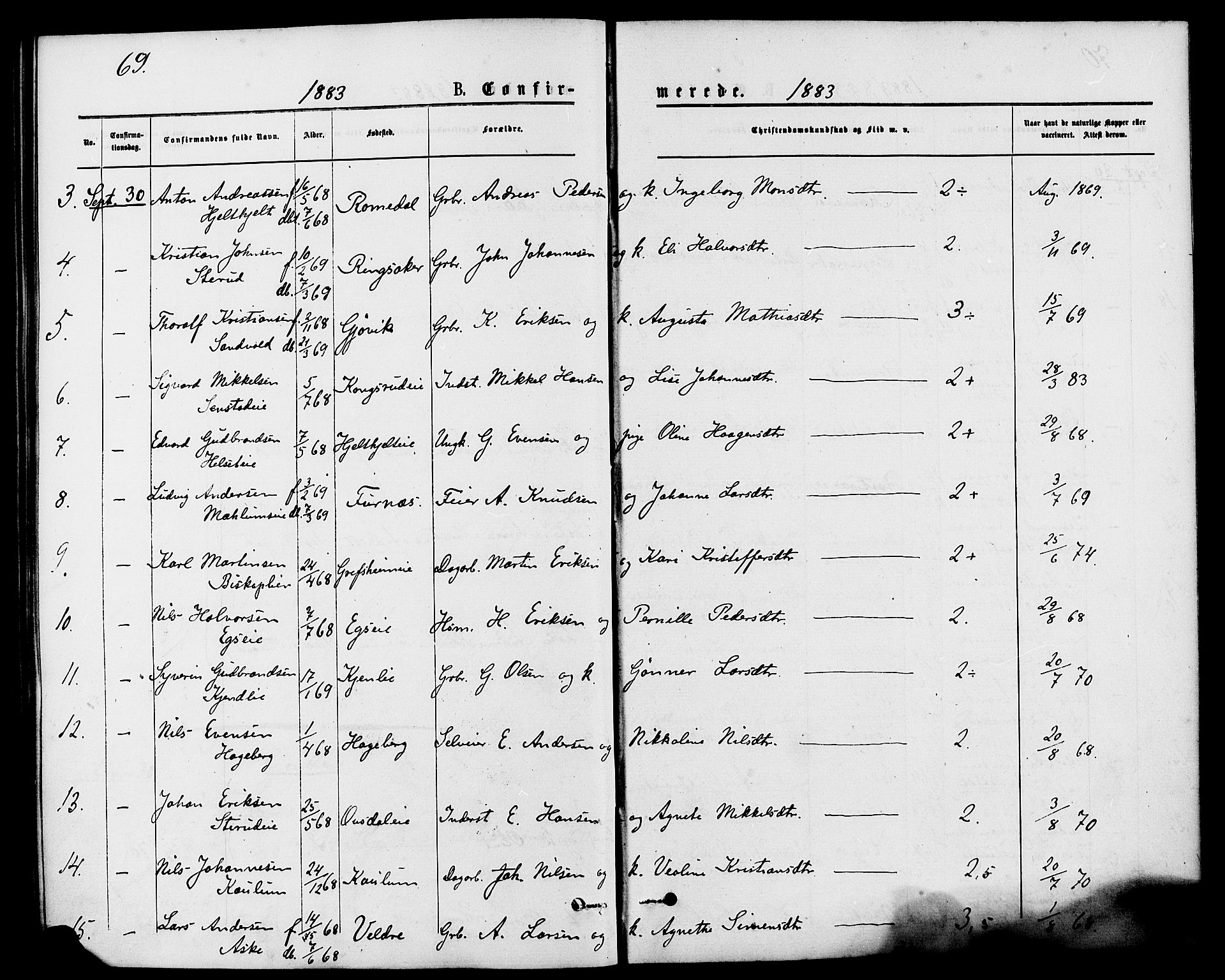 Nes prestekontor, Hedmark, AV/SAH-PREST-020/K/Ka/L0006: Parish register (official) no. 6, 1873-1886, p. 69