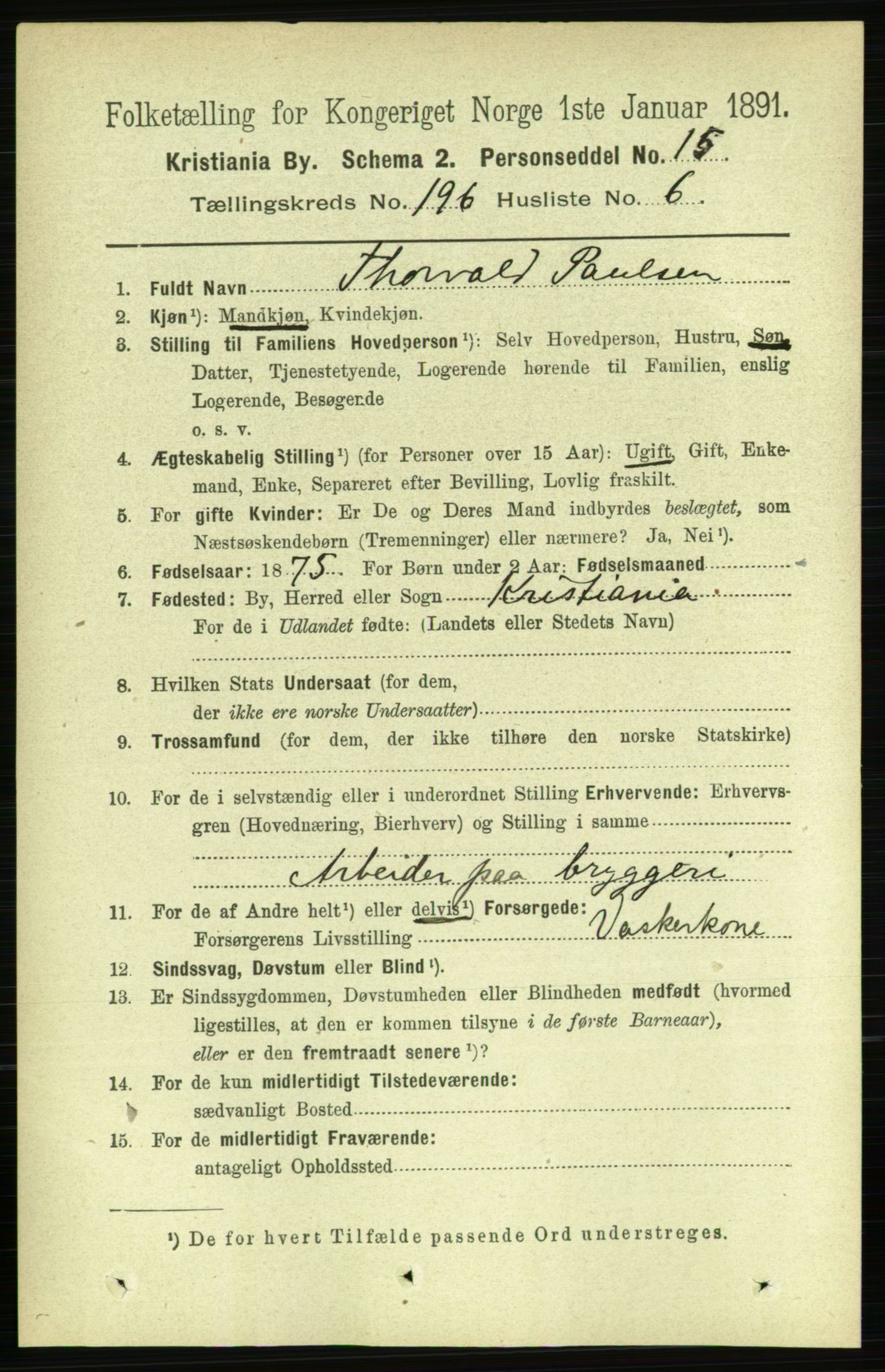 RA, 1891 census for 0301 Kristiania, 1891, p. 118394