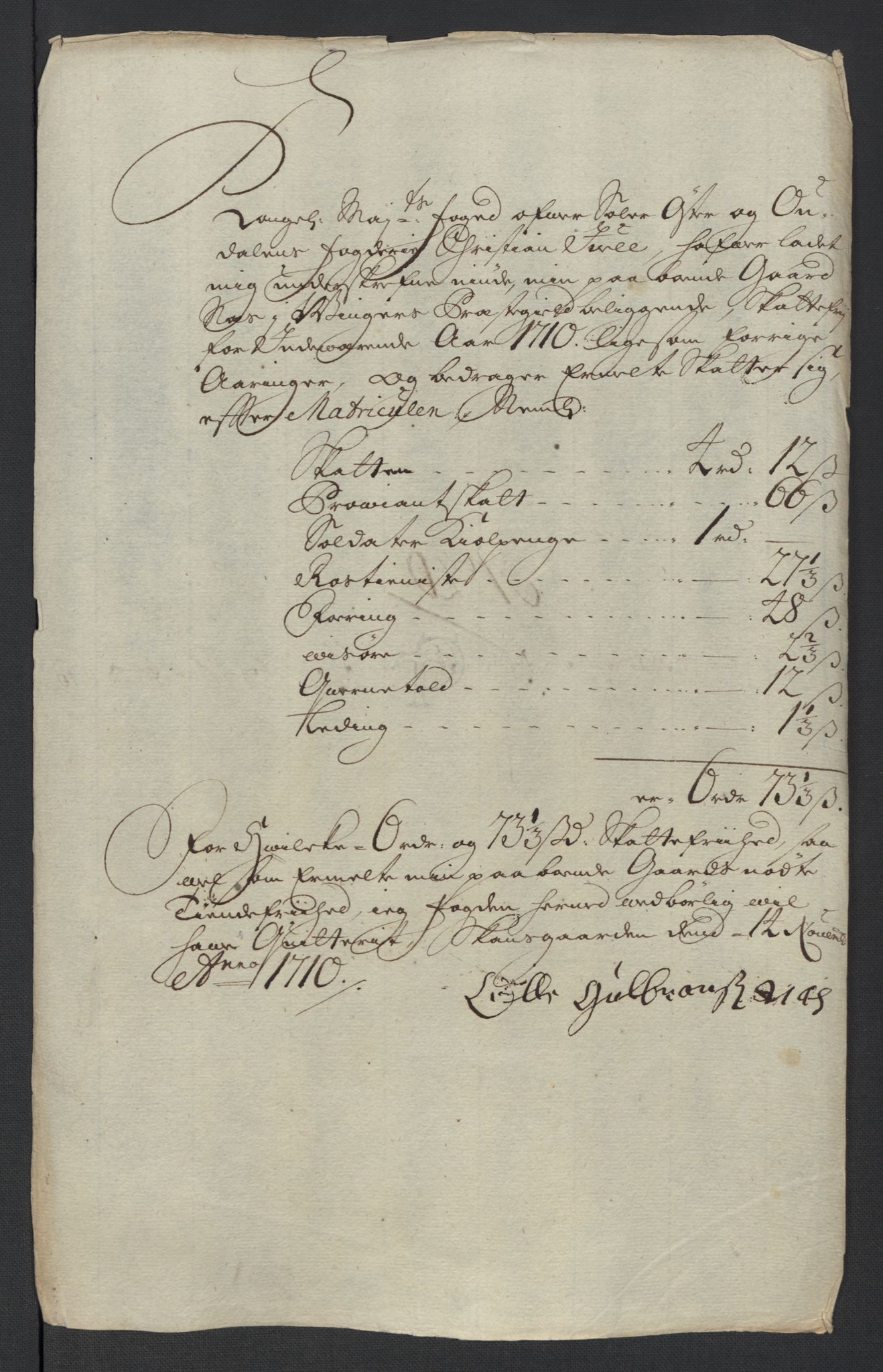 Rentekammeret inntil 1814, Reviderte regnskaper, Fogderegnskap, AV/RA-EA-4092/R13/L0847: Fogderegnskap Solør, Odal og Østerdal, 1710, p. 207