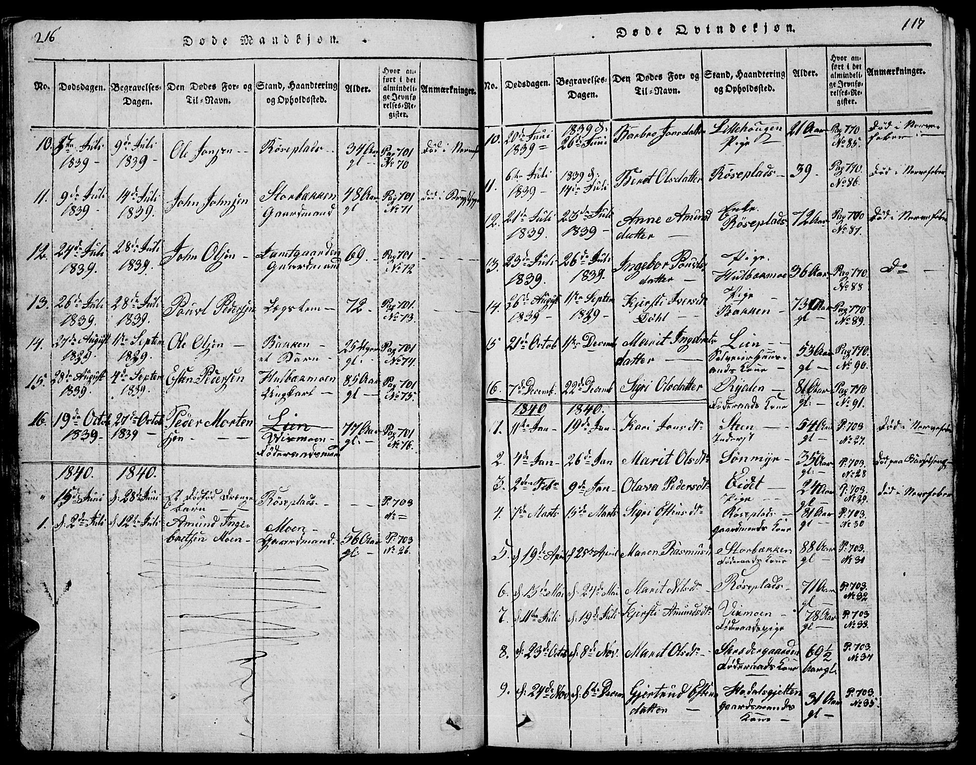 Tolga prestekontor, AV/SAH-PREST-062/L/L0001: Parish register (copy) no. 1, 1814-1877, p. 216-217