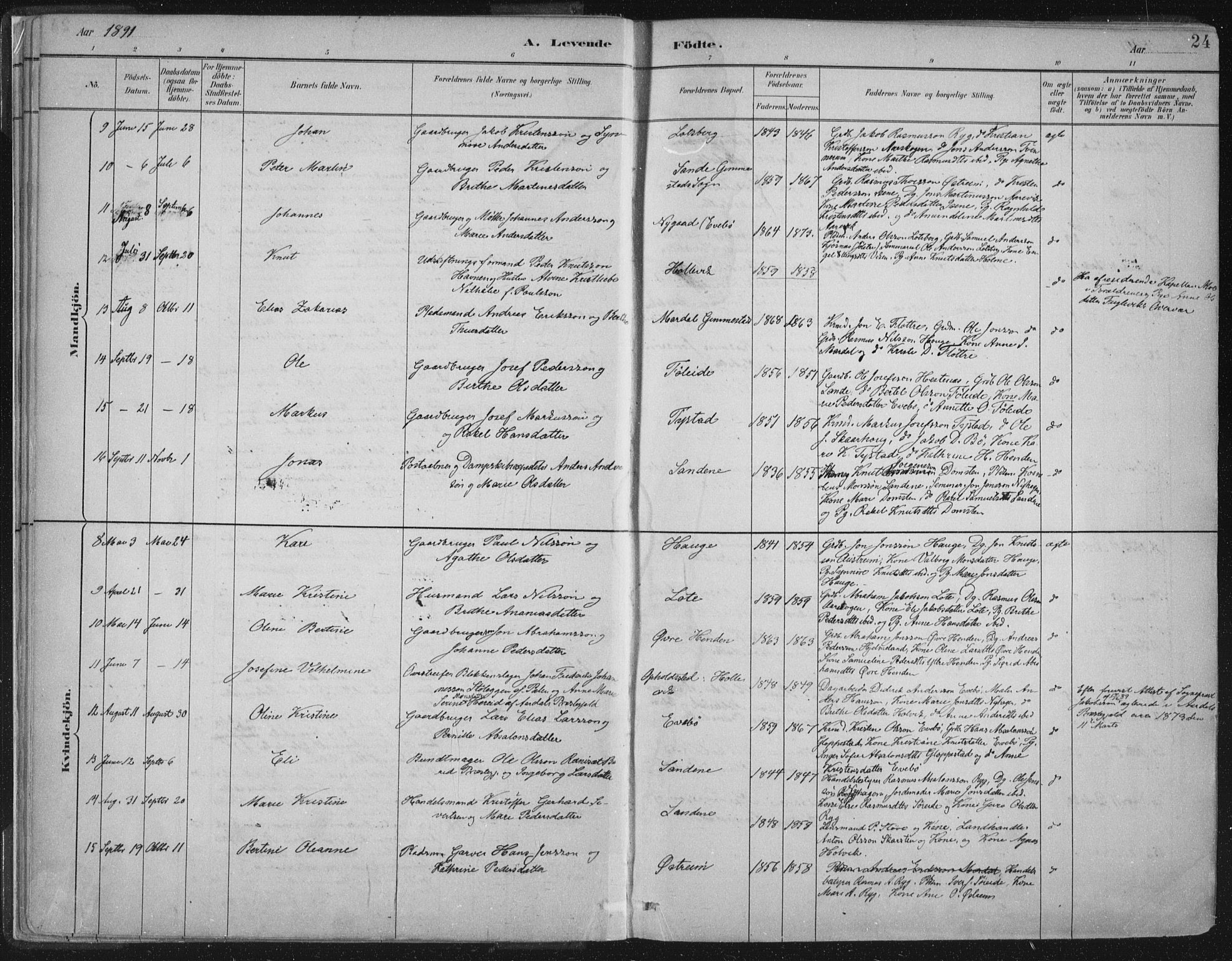 Gloppen sokneprestembete, AV/SAB-A-80101/H/Haa/Haab/L0001: Parish register (official) no. B  1, 1885-1905, p. 24