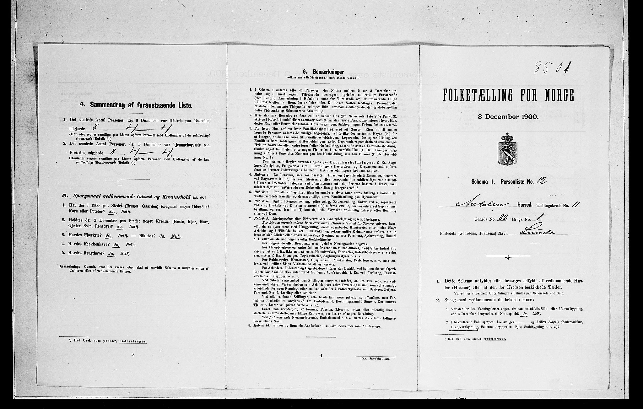 RA, 1900 census for Ådal, 1900, p. 762