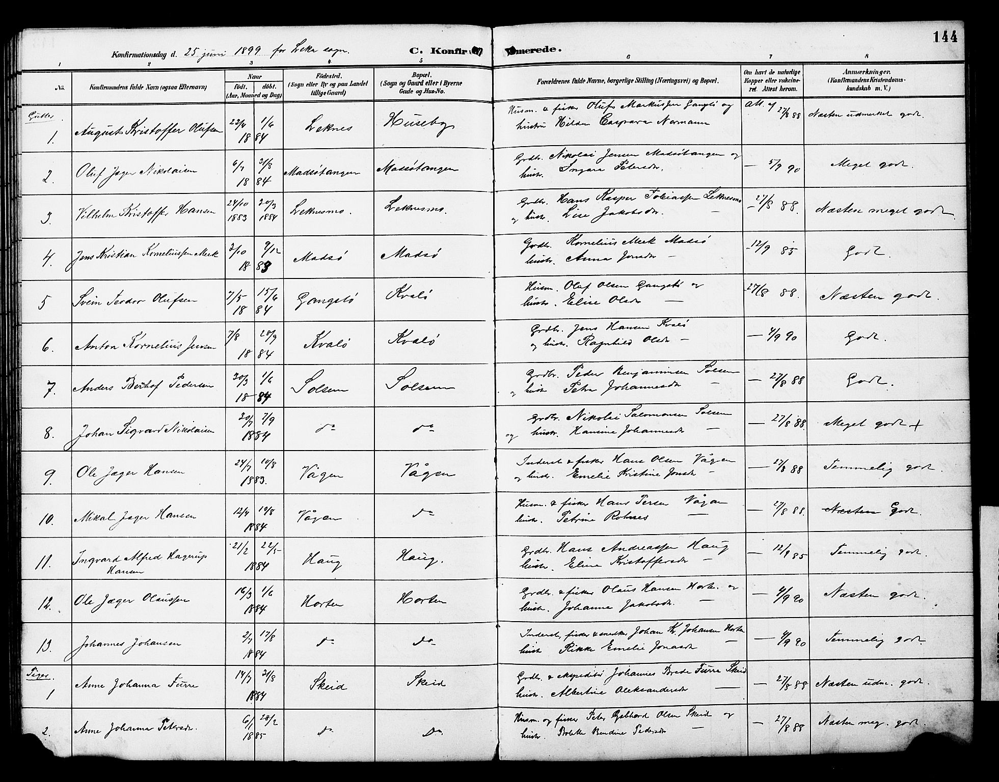 Ministerialprotokoller, klokkerbøker og fødselsregistre - Nord-Trøndelag, SAT/A-1458/788/L0701: Parish register (copy) no. 788C01, 1888-1913, p. 144