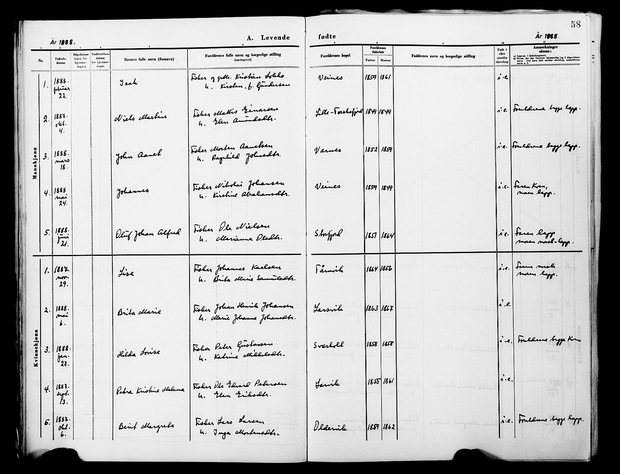 Lebesby sokneprestkontor, AV/SATØ-S-1353/H/Ha/L0004kirke: Parish register (official) no. 4, 1870-1902, p. 58