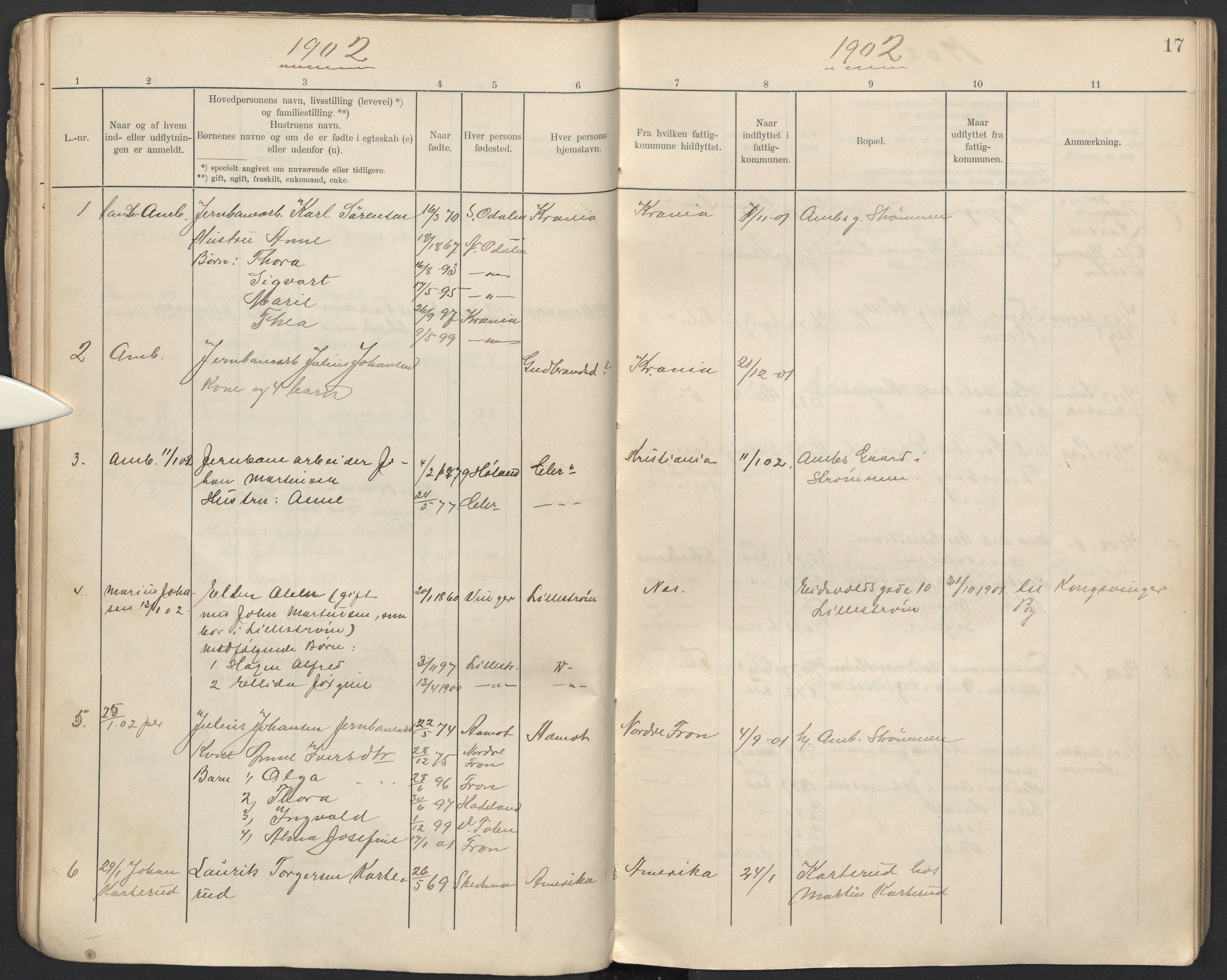 Skedsmo lensmannskontor, SAO/A-10089/K/Kd/Kda/L0001: Flyttingsprotokoll, 1901-1908, p. 17