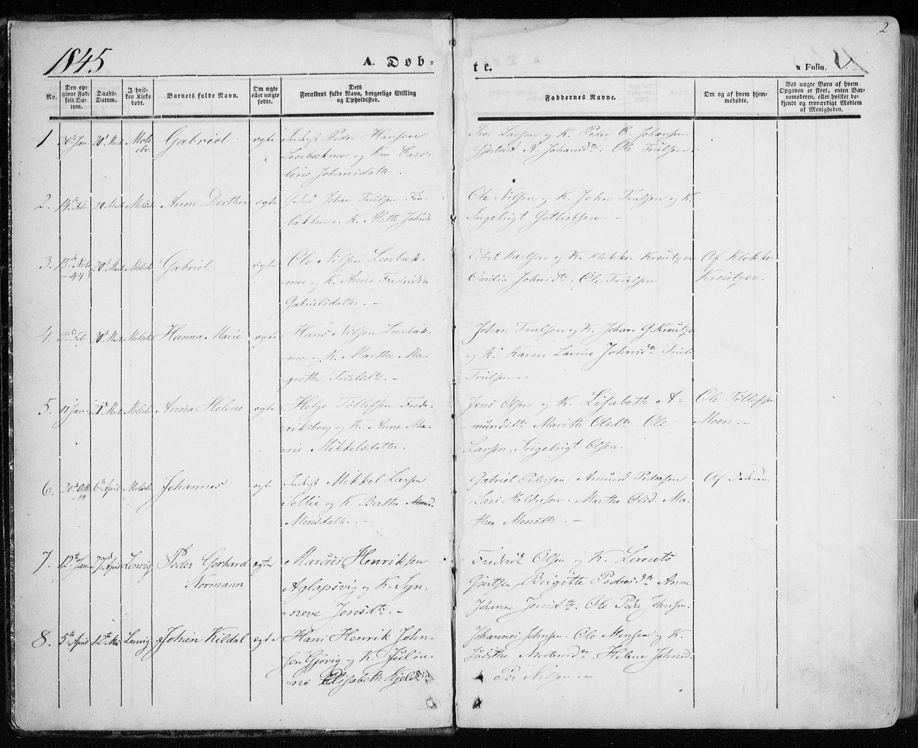Lenvik sokneprestembete, SATØ/S-1310/H/Ha/Haa/L0006kirke: Parish register (official) no. 6, 1845-1854, p. 2