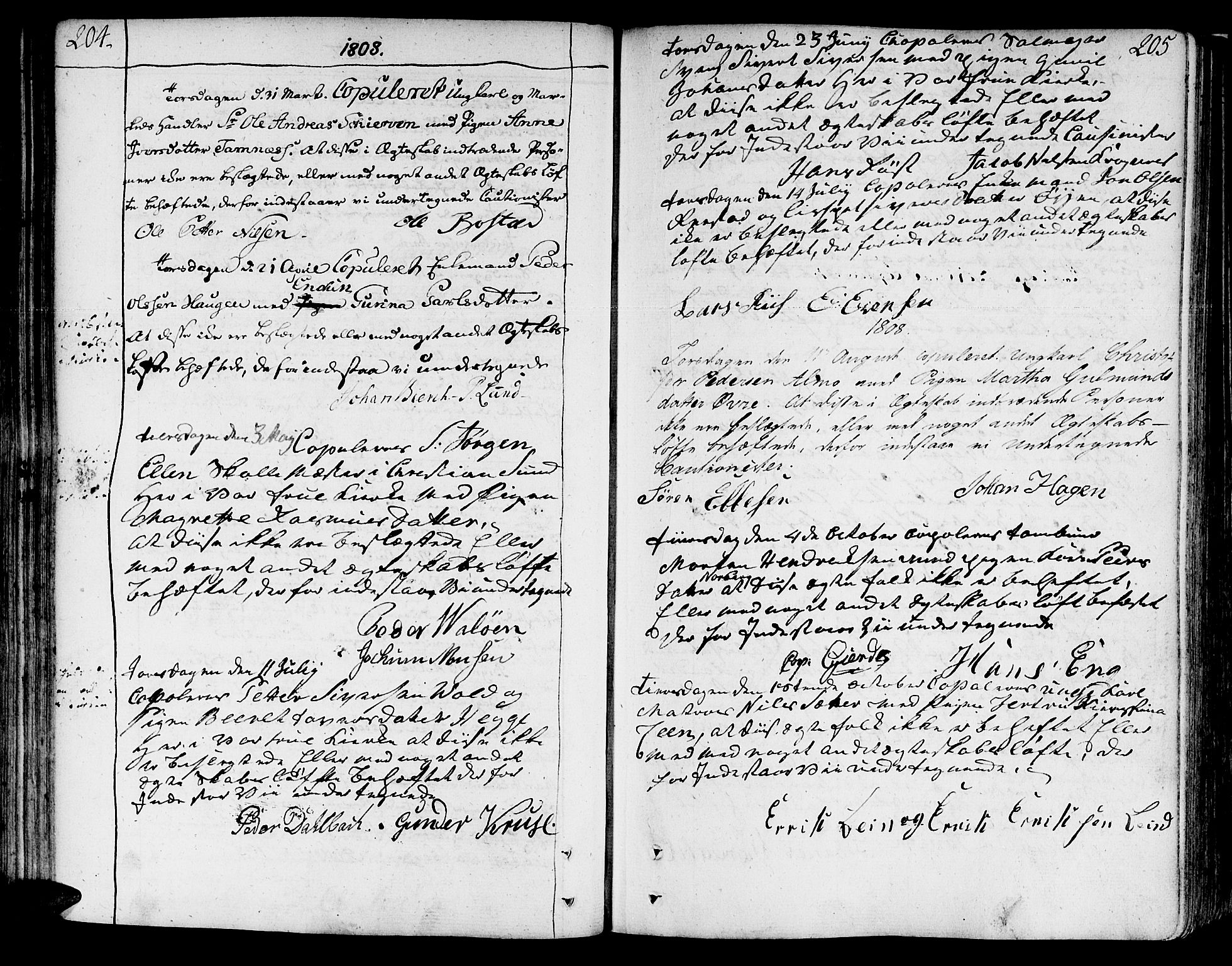 Ministerialprotokoller, klokkerbøker og fødselsregistre - Sør-Trøndelag, SAT/A-1456/602/L0105: Parish register (official) no. 602A03, 1774-1814, p. 204-205