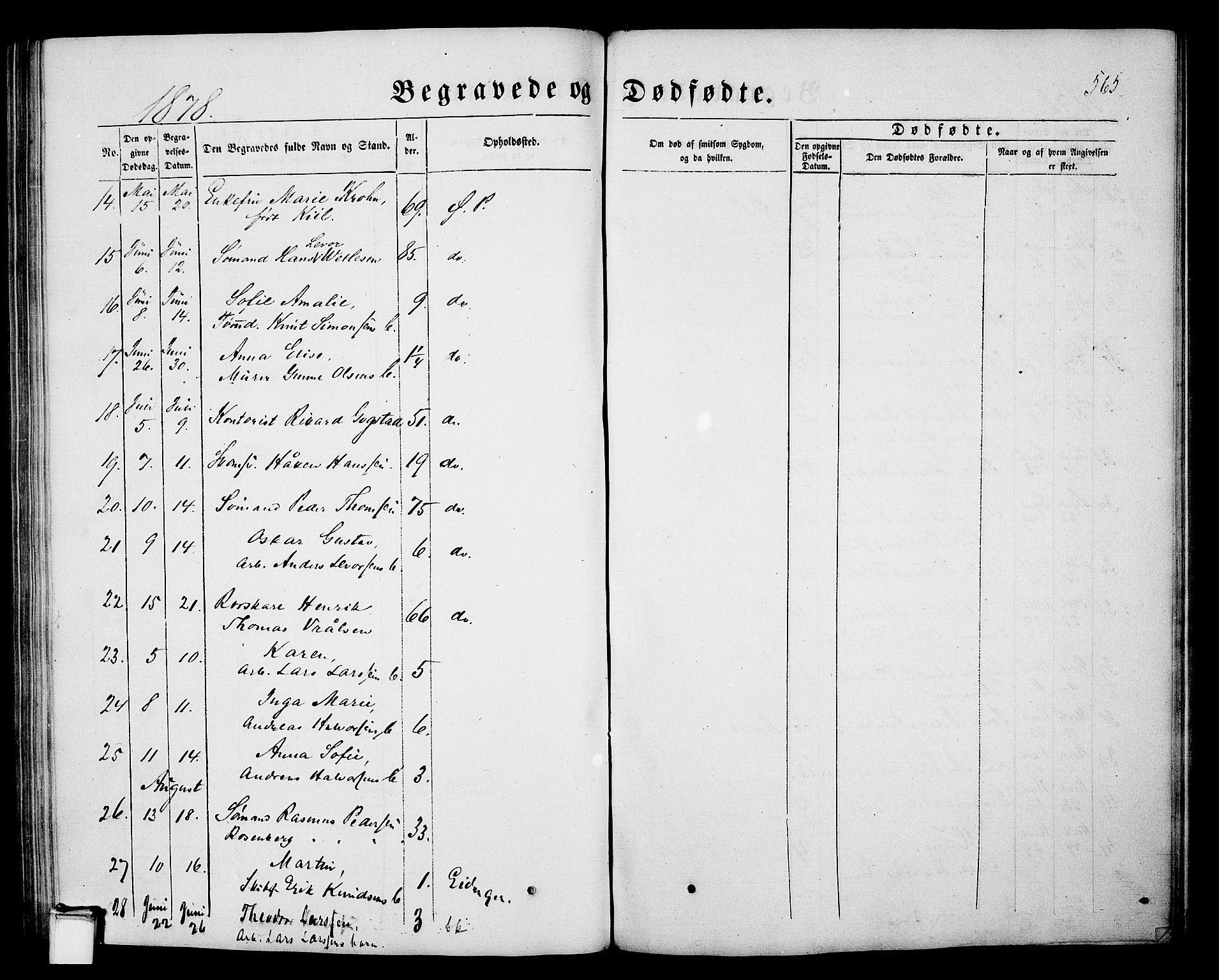 Porsgrunn kirkebøker , SAKO/A-104/G/Gb/L0004: Parish register (copy) no. II 4, 1853-1882, p. 565