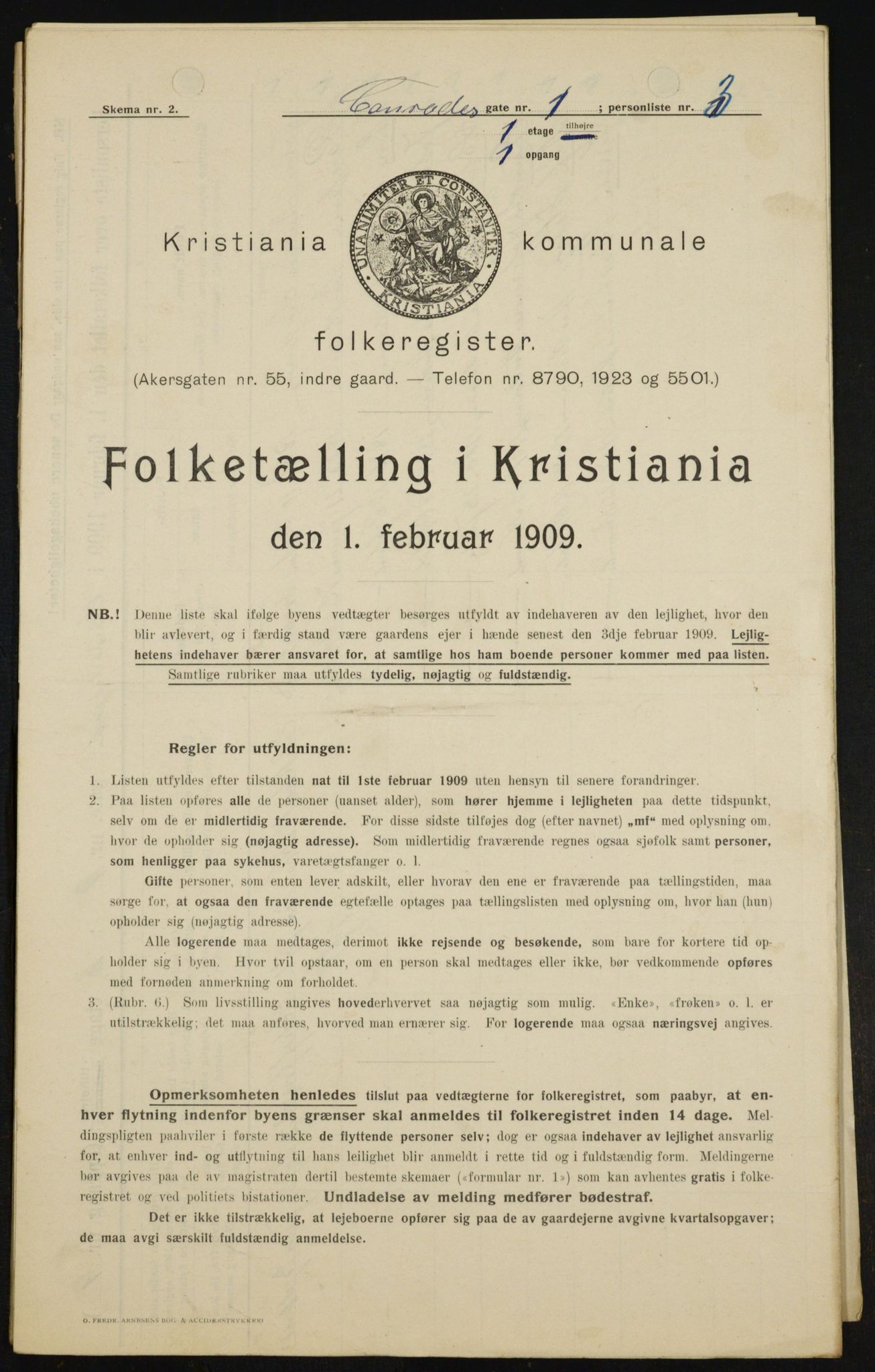 OBA, Municipal Census 1909 for Kristiania, 1909, p. 12043